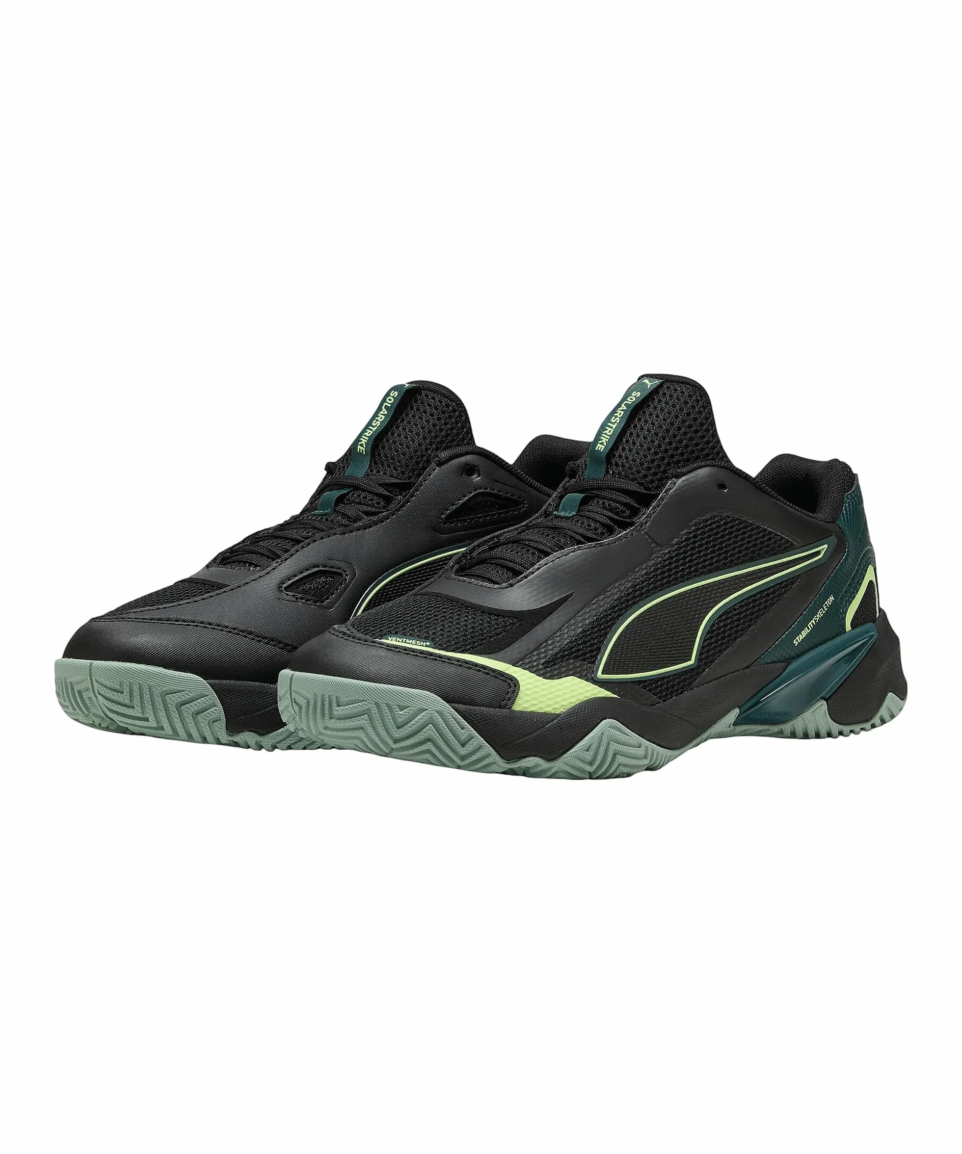 PUMA Unisex Solarstrike 4 buty halowe, Puma Czarny zielony teren gazowany lekki lekki mech, 45 EU