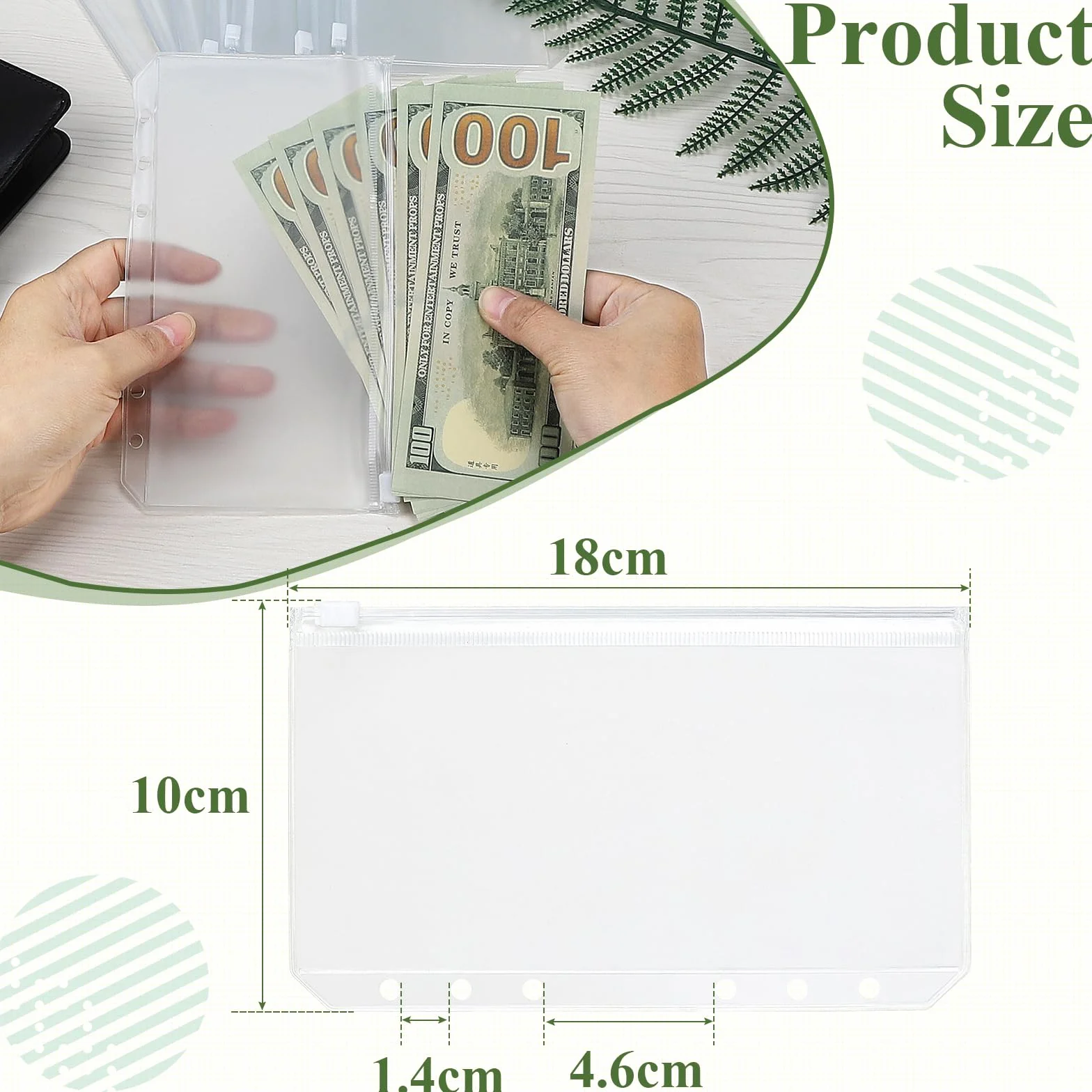 EFUTURETIME 50 x Kieszenie do Segregatora Budżetowy A6, PVC, 6 Otworów, Przezroczysty i Wodoodporny, Idealny do Przechowywania Kart Bankowych, Gotówki, Artykułów Piśmienniczych i Dekoracyjnych