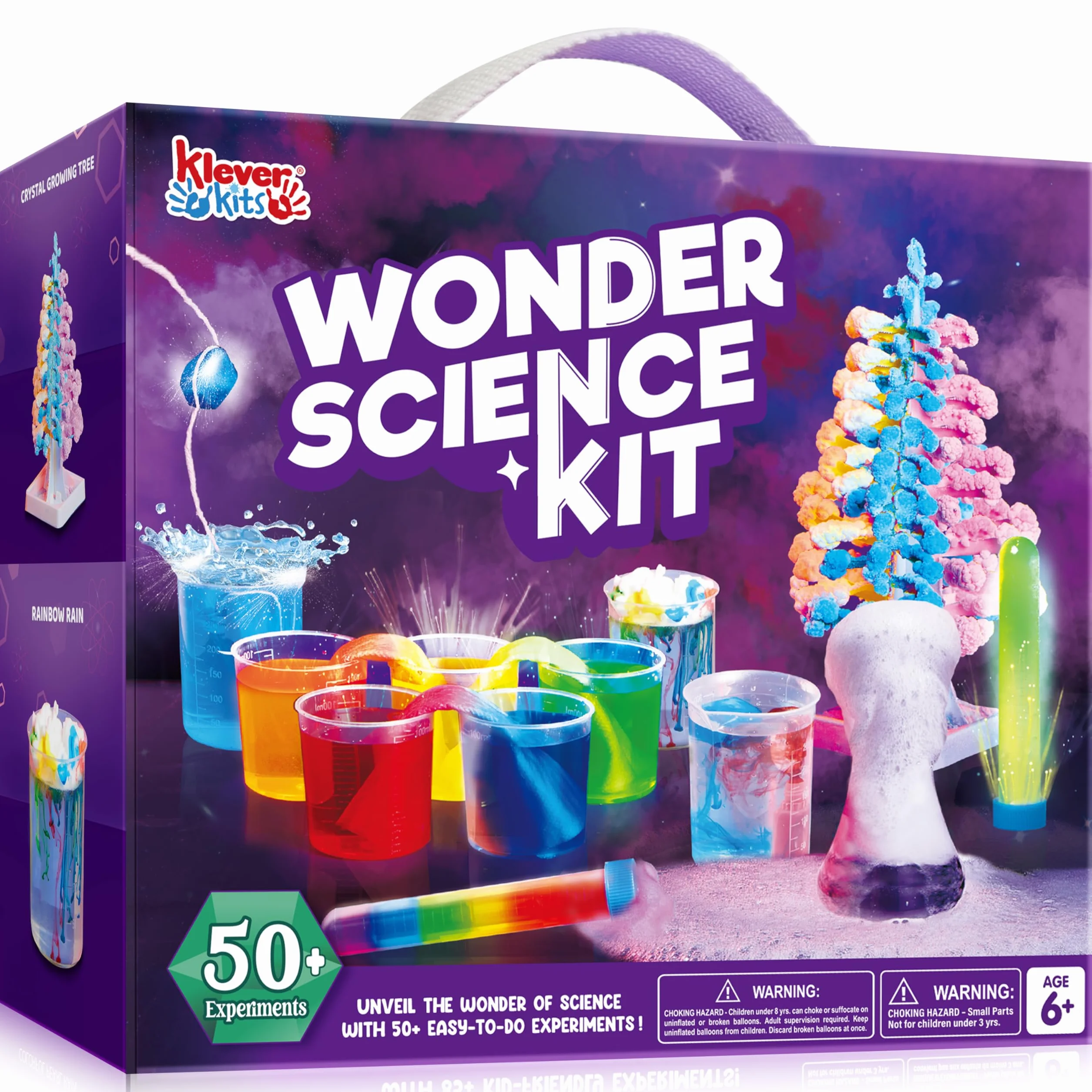 KLEVER KITS 50+ Zestawy do eksperymentów naukowych dla dzieci, STEM Toys Crystal Growing Kit dla dzieci, dwukolorowy zestaw do chemii kwiatowej, zabawki edukacyjne, prezenty dla chłopców w wieku od 6