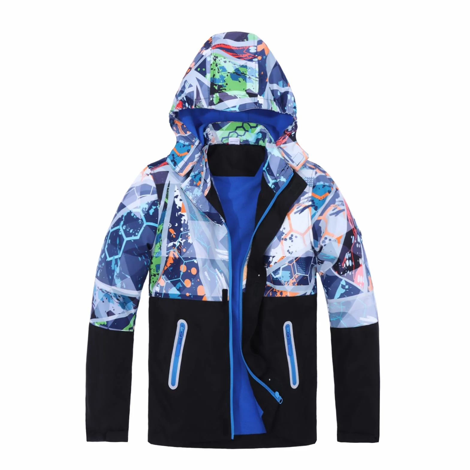 BWBIKE Colorblock Children's Waterblock Lightweight Windbreaker Jacket Outdoor Windbreaker Jacket Fleece Lined