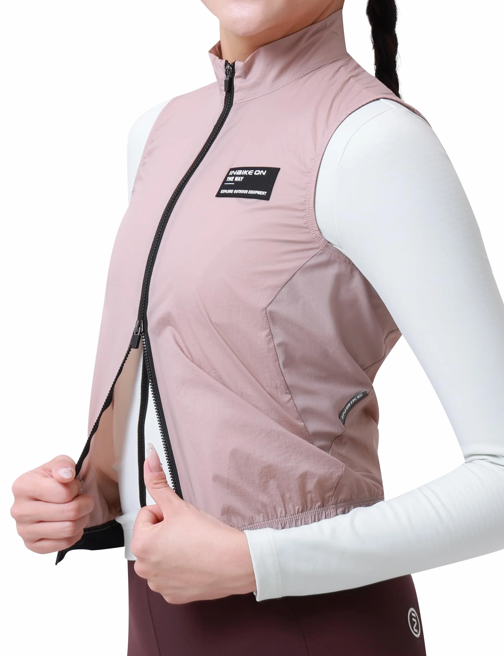 INBIKE Damska kamizelka wiatrówka, ochrona przed promieniowaniem UV, SPF50+, lekka, oddychająca, na rower, do noszenia na co dzień, stylowa, wszechstronna, jednoczęściowa