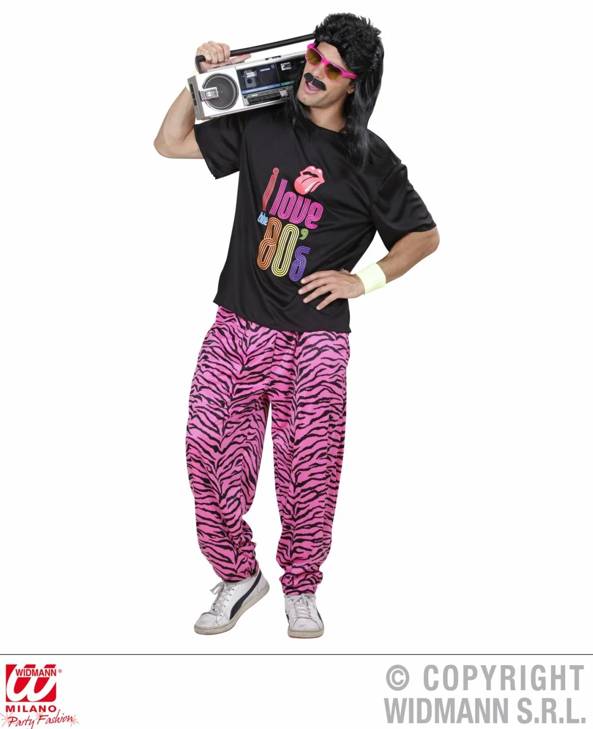 W WIDMANN MILANO Party Fashion - Spodnie we wzór zebry z lat 80-tych, spodnie do biegania, kostiumy fantazyjne