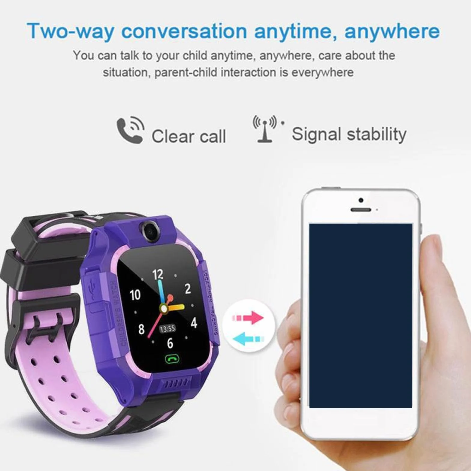 Inteligentny Zegarek dla Dzieci, Dotykowy HD Wodoodporny Zegarek dla Dzieci, Dwukierunkowe Połączenia Głosowe Smartwatch Lokalizacyjny w Czasie Rzeczywistym z Wieloma Funkcjami