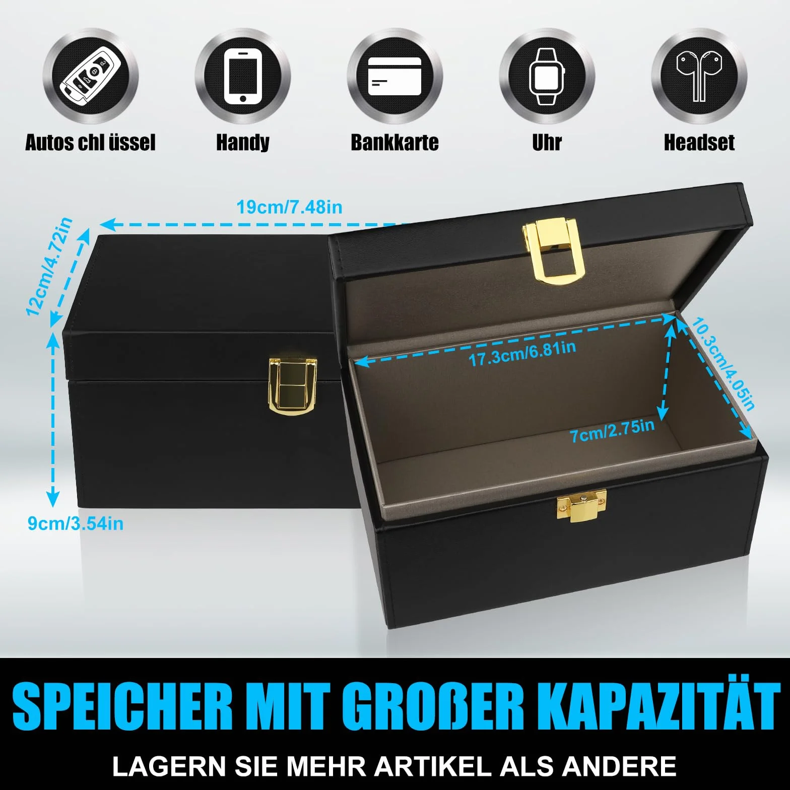 Faraday Box & 2 torby, Kluczyk Samochodowy, Ochrona Kluczyka Samochodowego, Ochrona Przed Kradzieżą, Zabezpieczenie Przed Kradzieżą, 19 x 12 x 9 cm