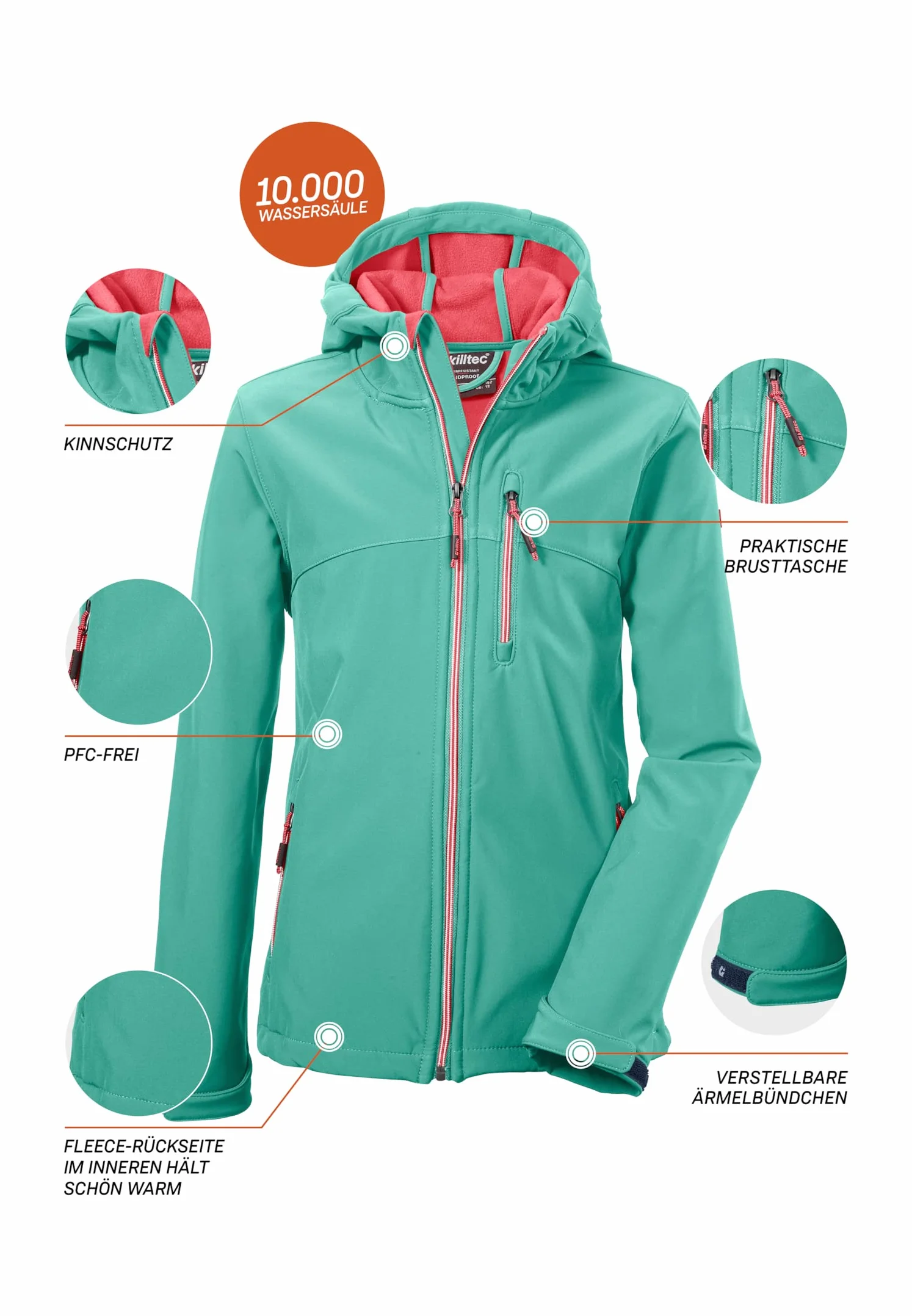 Killtec Kurtka softshell Kurtka softshell z kapturem wodoodporna 00238-dunkelanthra 176 Dziewczynki Girls Softshelljacke