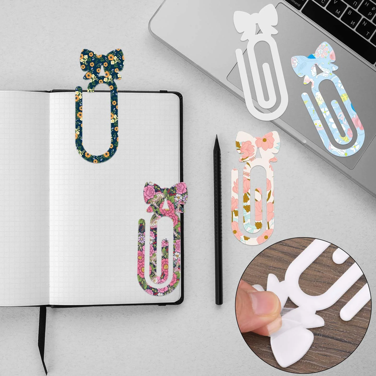 lasuroa 5szt Sublimacyjne Puste Spinacze Biurowe Plastiku, Spinacze Jumbo 10x3,7cm Kokardą do Personalizacji Akcesoria dla Domu Biura & Szkoły