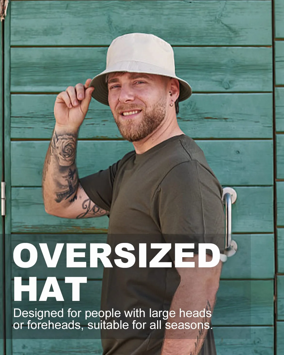 Zylioo Oversize XXL kapelusz typu bucket dla mężczyzn, odwracalne modne czapki rybackie, duży podróżny kapelusz przeciwsłoneczny dwustronny damski