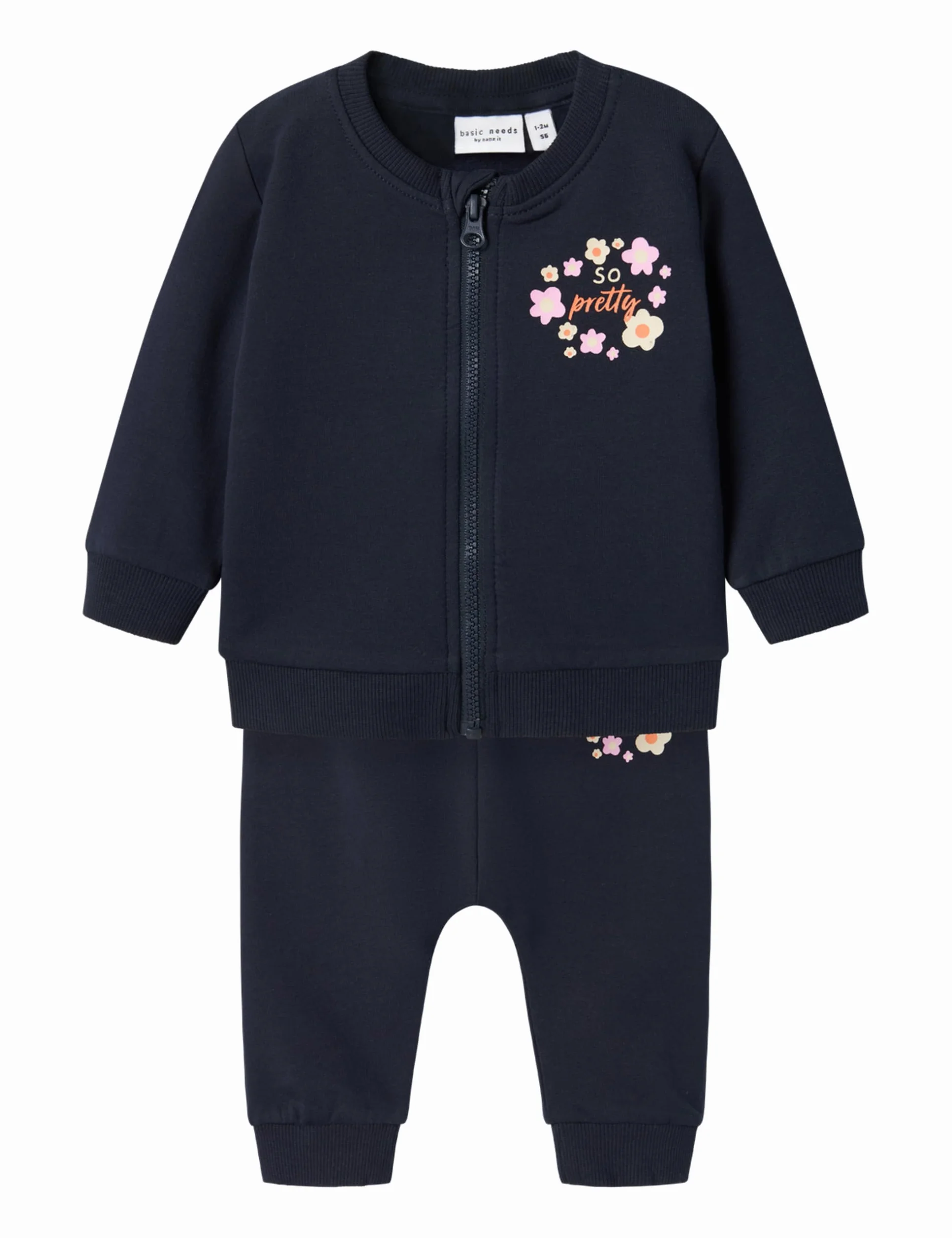NAME IT Nbfvrillie Sweat Cardigan Box Bru Set Dress, Dark Sapphire/Print: FLOWER, 86