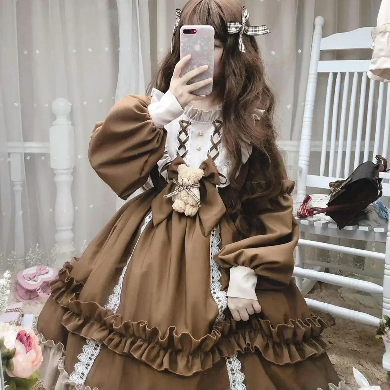 Wiosenna spódnica Lolita komplet japońska śliczna studencka miękka siostra księżniczka codzienna sukienka Halloween na imprezę cosplay Anime Show kostium