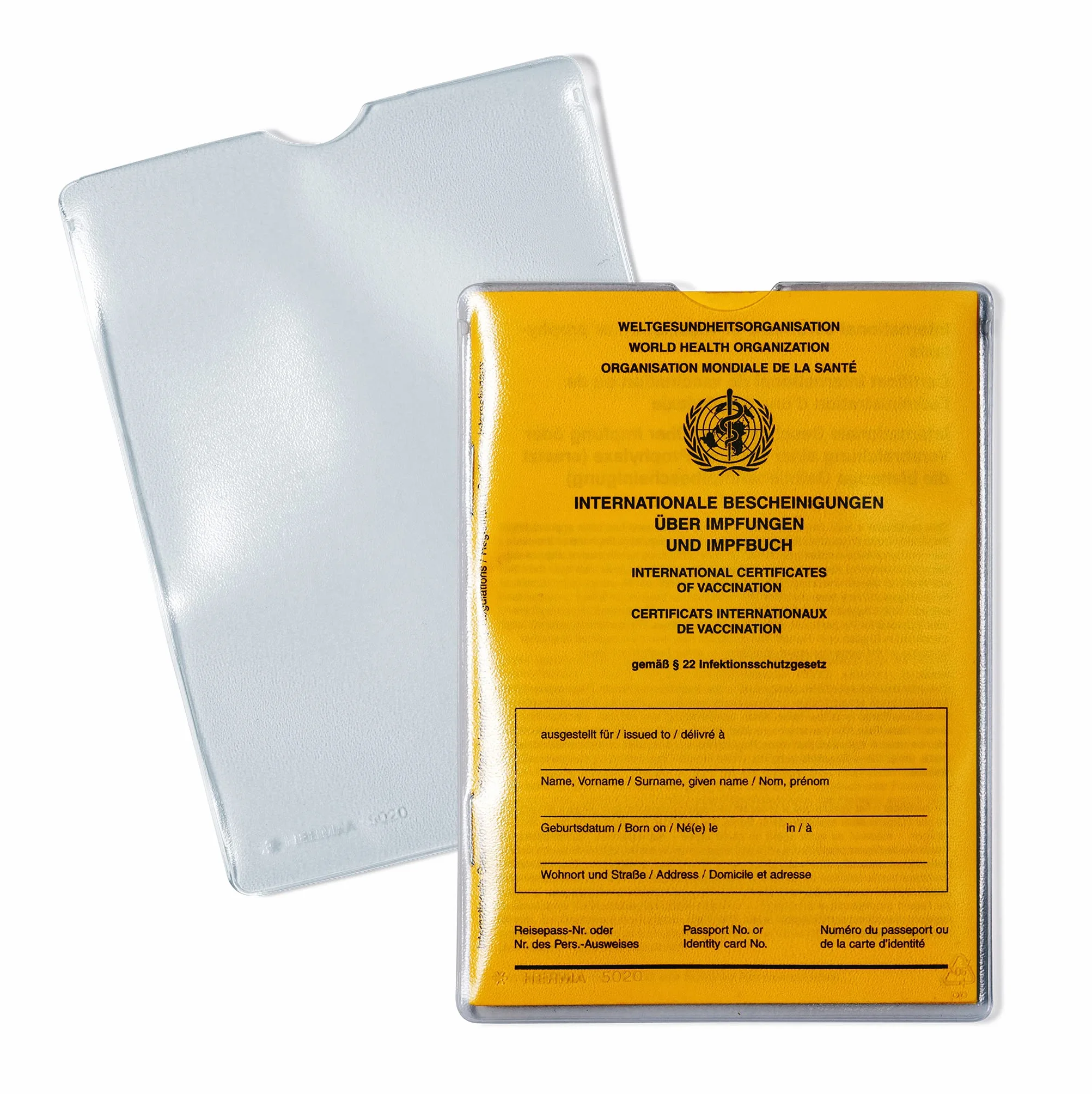 HERMA 1330 etui na kartę szczepień (95 x 135 mm, przezroczyste), odpowiednie jako książeczka szczepień dla dorosłych i dzieci, 10 koszulek na identyfikator