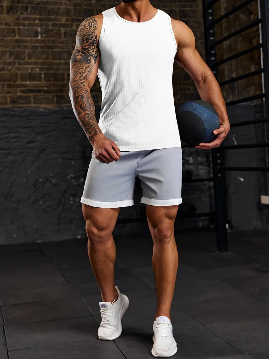 Runcati Męski tank top fitness, koszulka na siłownię, koszulka pod pachami, do treningu, kulturystyki, bez rękawów, koszulka sportowa