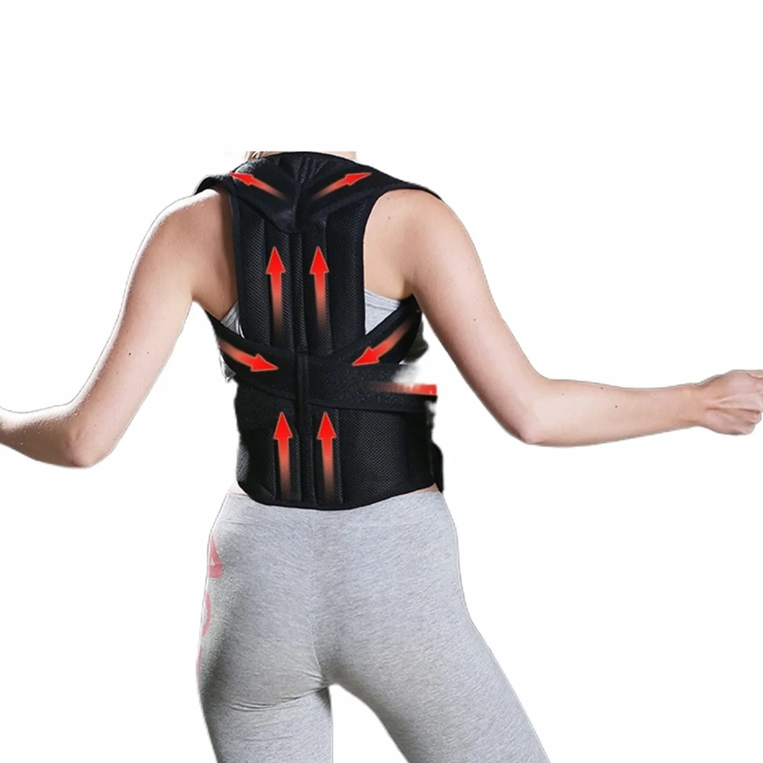 Korektor postawy ze stopu skolioza Brace gorset kręgosłupa czarny rozmiar L 43 cm