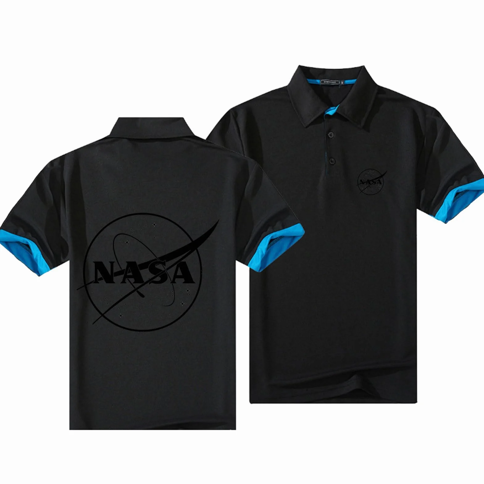 Męskie koszulki polo dla N.A.S.a Print Casua T-Shirt Golf krótki rękaw Rugby T-shirty koszulki sportowe topy-prezent-czarny-1||5XL