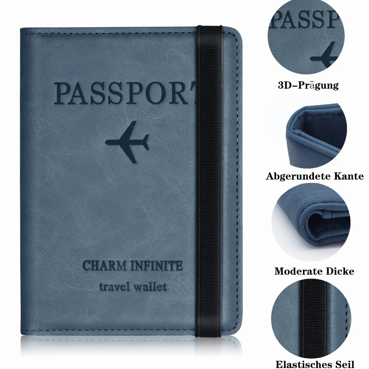 Paszport Etui, RFID Etui Ochronne na Karty Kredytowe Paszport, Dowód osobisty i Dokumenty Podróżne, Akcesoria Podróżne/Organizator Podróży, Wielokomorowy Portfel Zapinany na Zamek (Niebieski)
