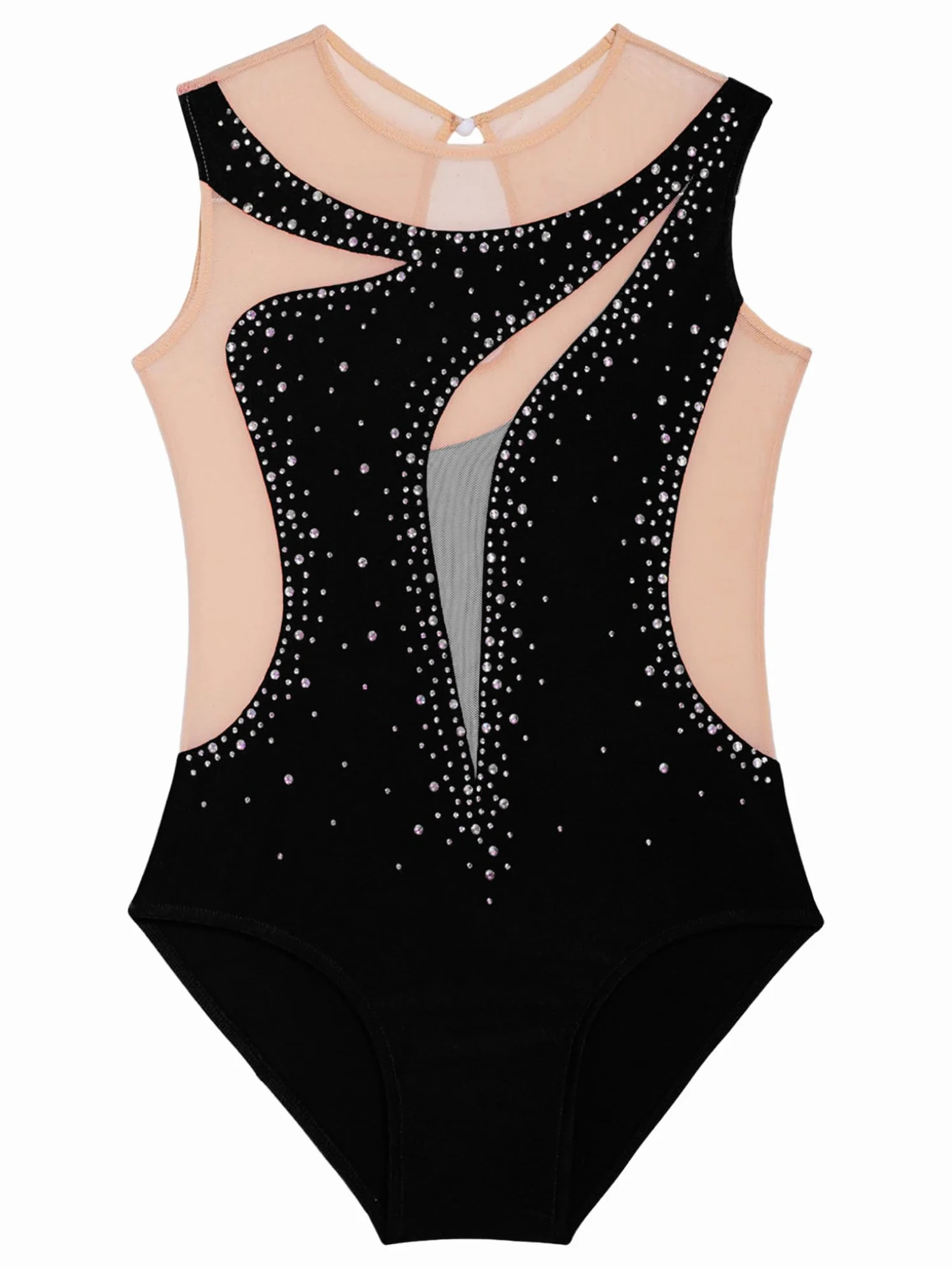 Oyolan Dziecko Dziewczyna Trykot Gimnastyka Bez rękawów Body Siłownia Taniec Balet Leotard Rhinestone Skating Strój Pokaż