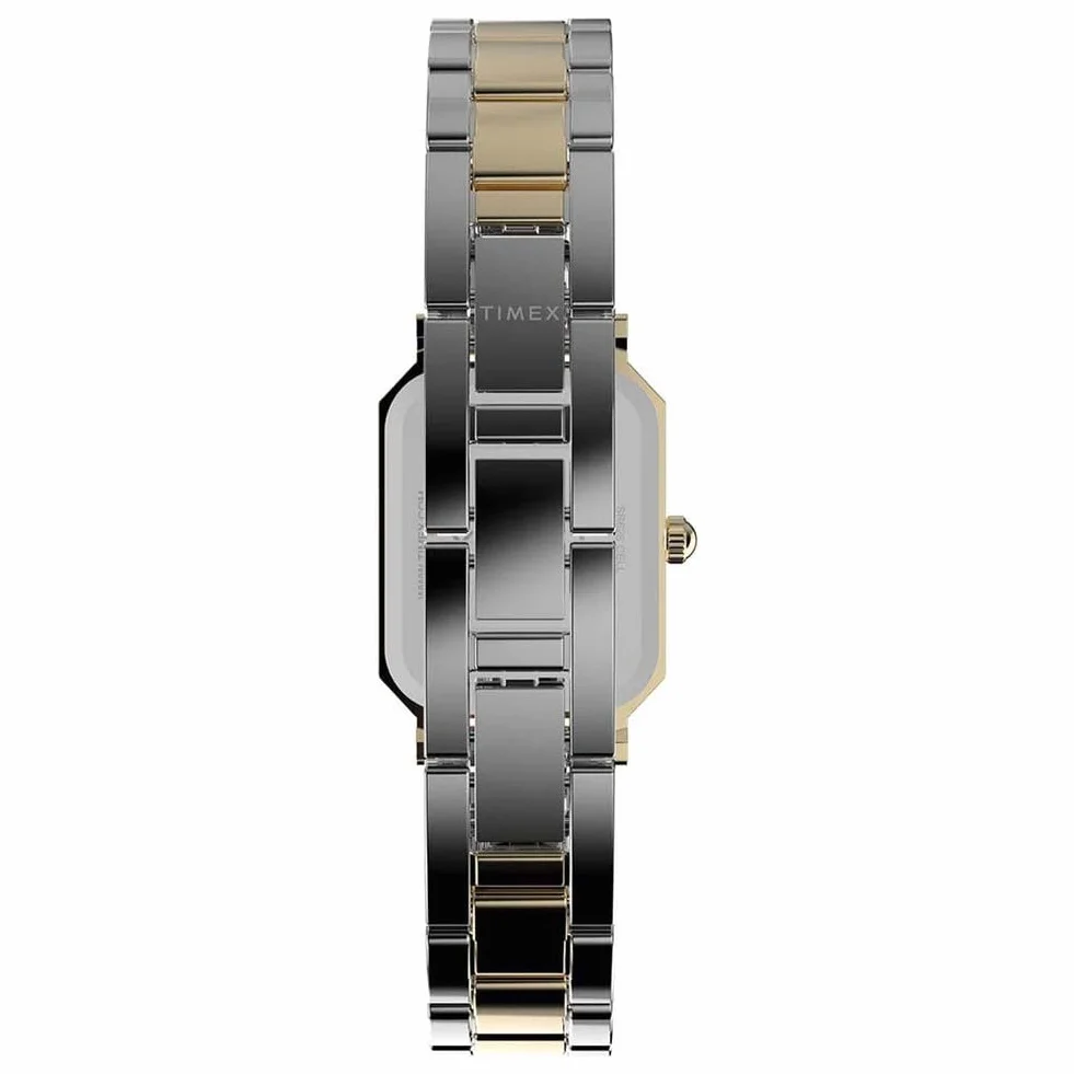 Timex Zegarek Damski Trend 21 mm, Dwukolorowy Pasek ze Stopu, Biała Tarcza, Dwukolorowa Obudowa TW2Y01300