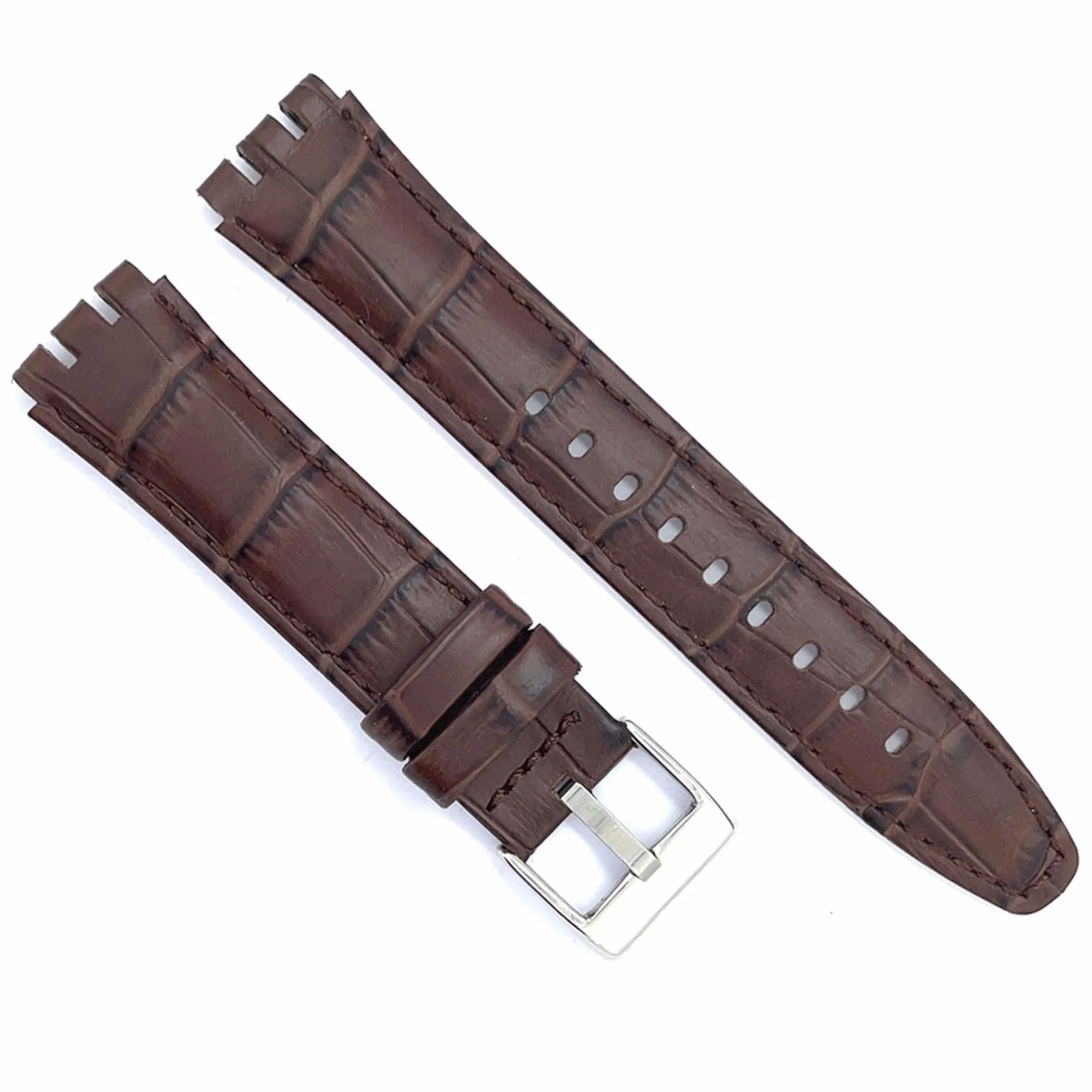 Paski do zegarkow skorzane Diloy kompatybilny z Swatch Irony i Scuba Skóra z grawerowanym Krokodylem Aligator 21-23mm Model 328