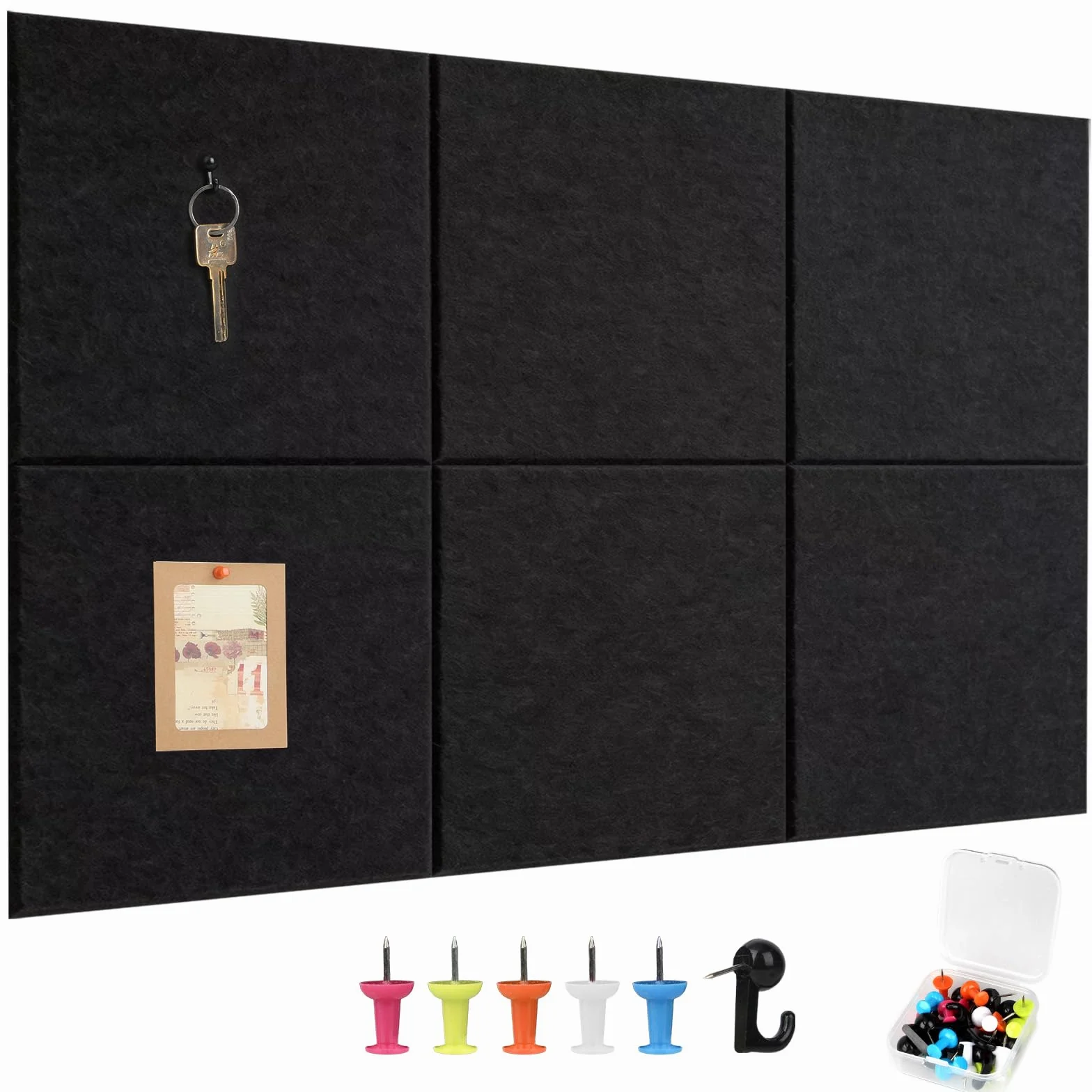 Duża Tablica z Filcu Samoprzylepna 90x60cm, 6 Sztuk Tablica z Filcu z 25 Igłami, Deska Korkowa Alternatywa dla Tablicy na Biuro, Szkołę, Dom