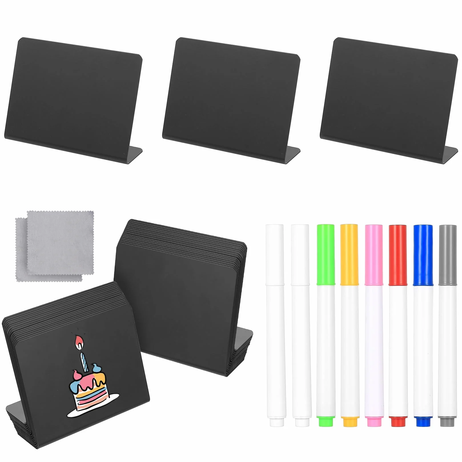 32 szt. mini tablic kredowych do etykiet na żywność do bufetu, mini tablice kredowe do ekspozycji żywności, tablice kredowe, małe etykiety cenowe w kształcie litery L do ekspozycji żywności sklepu
