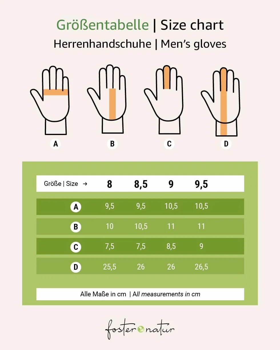 FosterNatur, Merino rękawiczki męskie, 100% wełna ekstra cienka