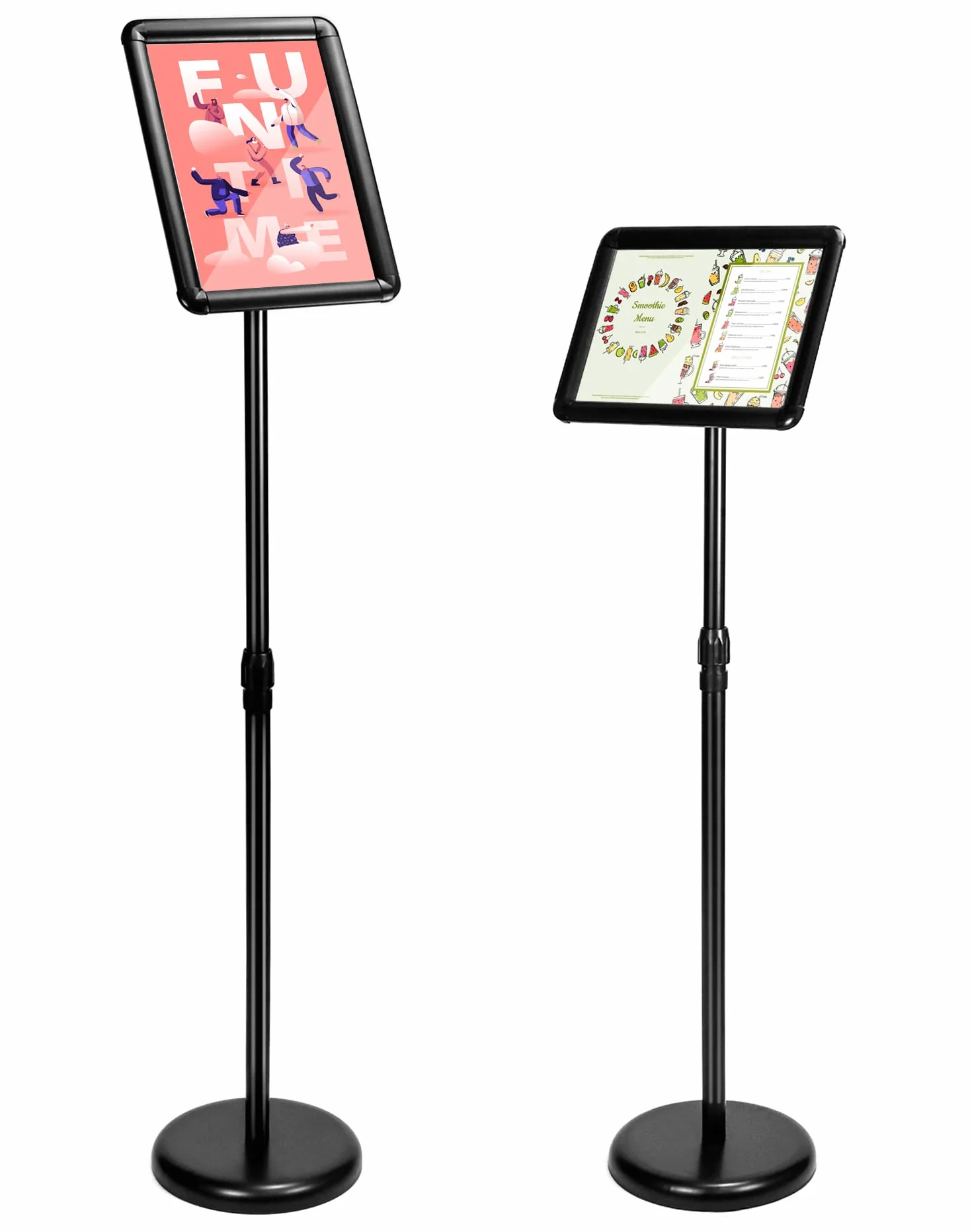 QWORK® Stojak informacyjny A4 Stojak informacyjny - Bezpieczny narożnik - Stop aluminium - Obrót o 360 ° - Regulacja wysokości 75~120 cm (czarny, A4)