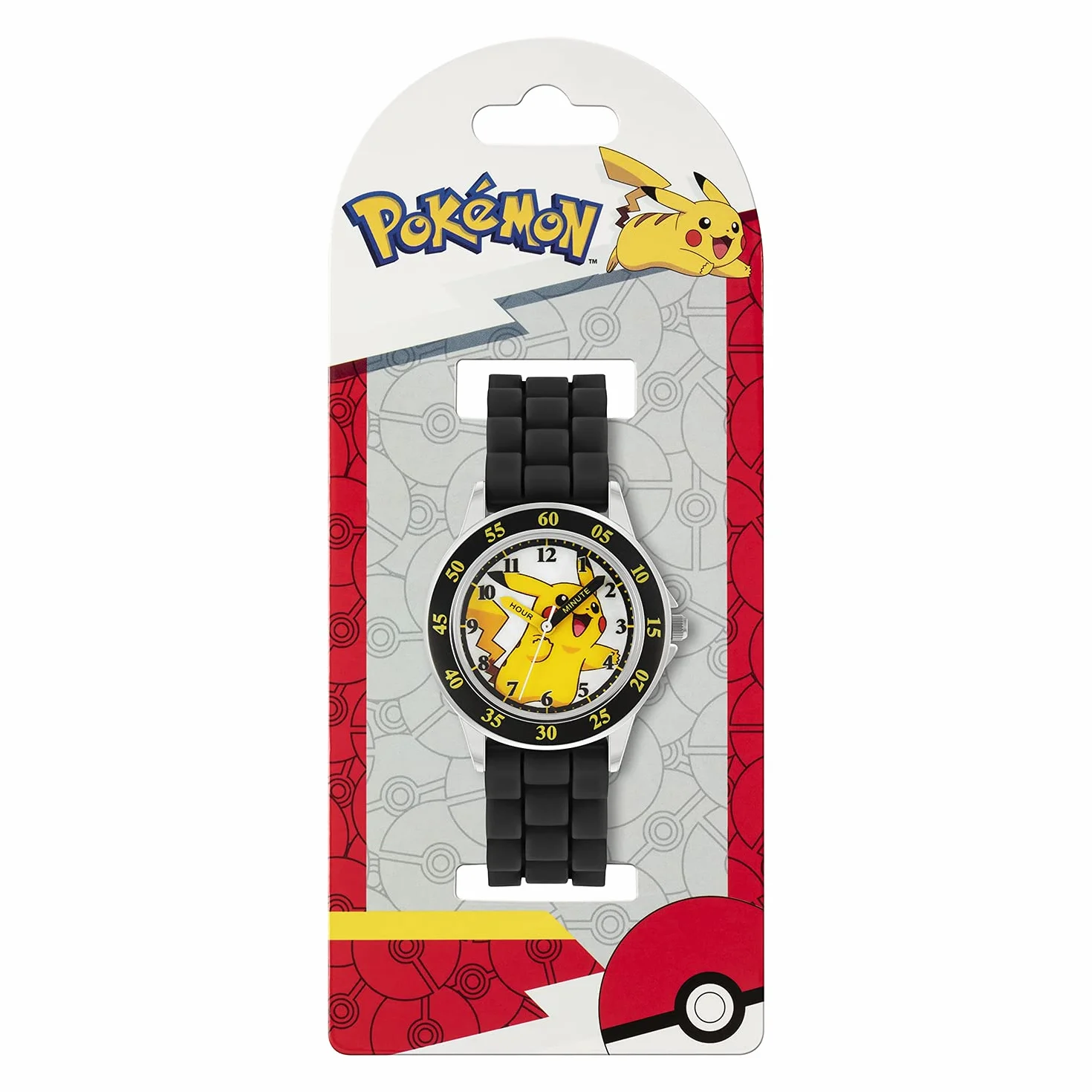 Pokemon Uniseks-dziecięcy analogowy zegarek kwarcowy z silikonowym paskiem POK9048, Czarny, bransoletka