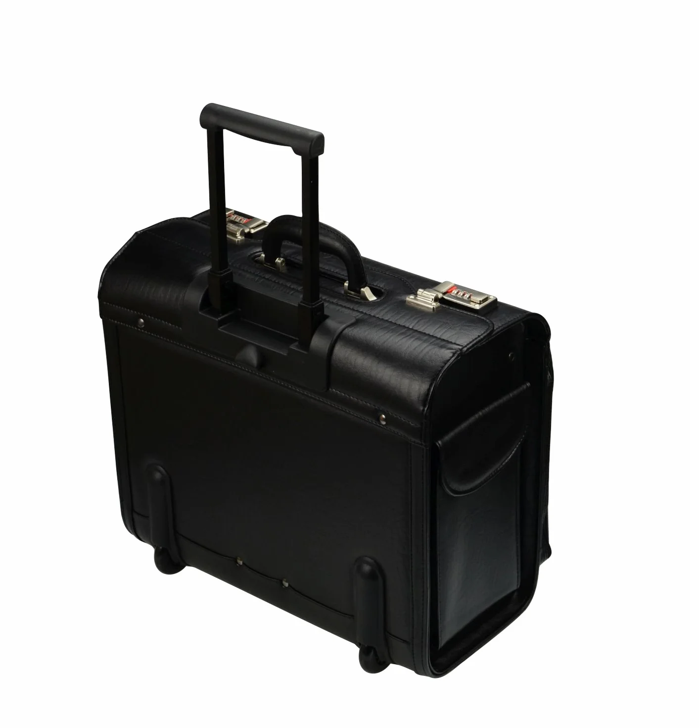 Alassio - 45030 SAN REMO - walizka na kółkach, sztuczna skóra, czarna, Czarny, 45 cm (L) x 25.99 cm (W) x 40 cm (H), Etui pilota