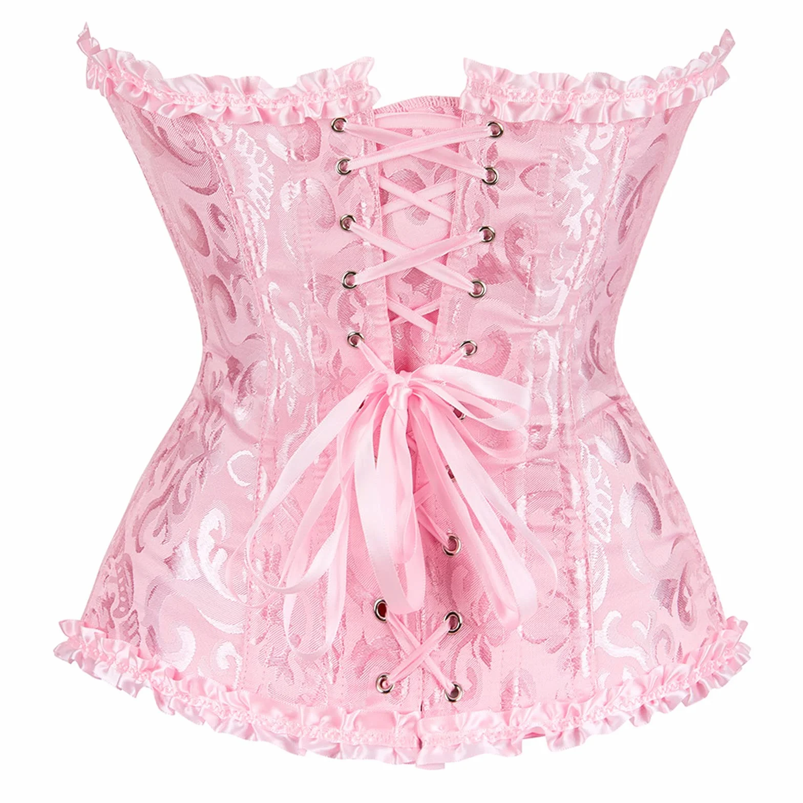 Damski gorset modelujący sylwetkę, satynowy kwiatowy wiązany nad biustem body Shaper