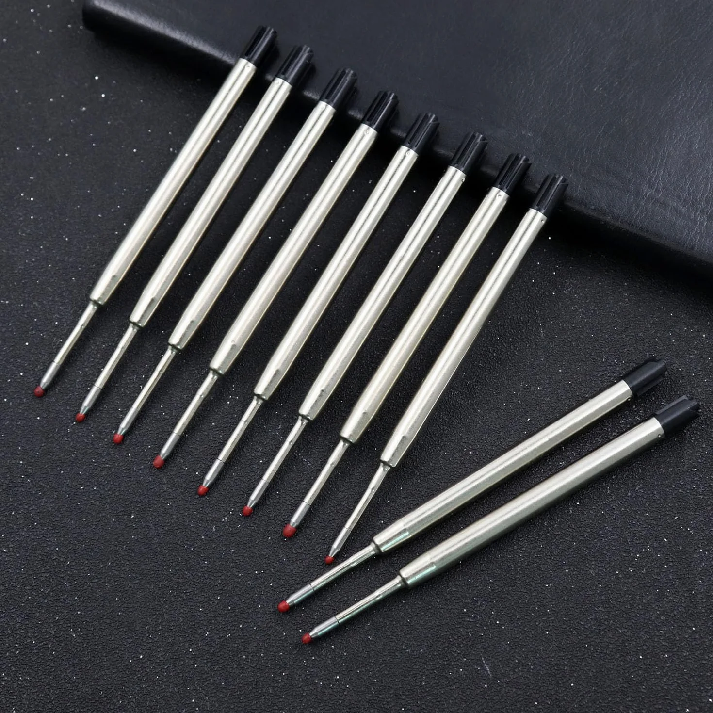 10 sztuk wkładów do długopisu, wkład do długopisu, wkład do długopisu, wymienne metalowe wkłady do formatu G2, szerokość kreski 1,0 mm M, kolor pisania (czarny)
