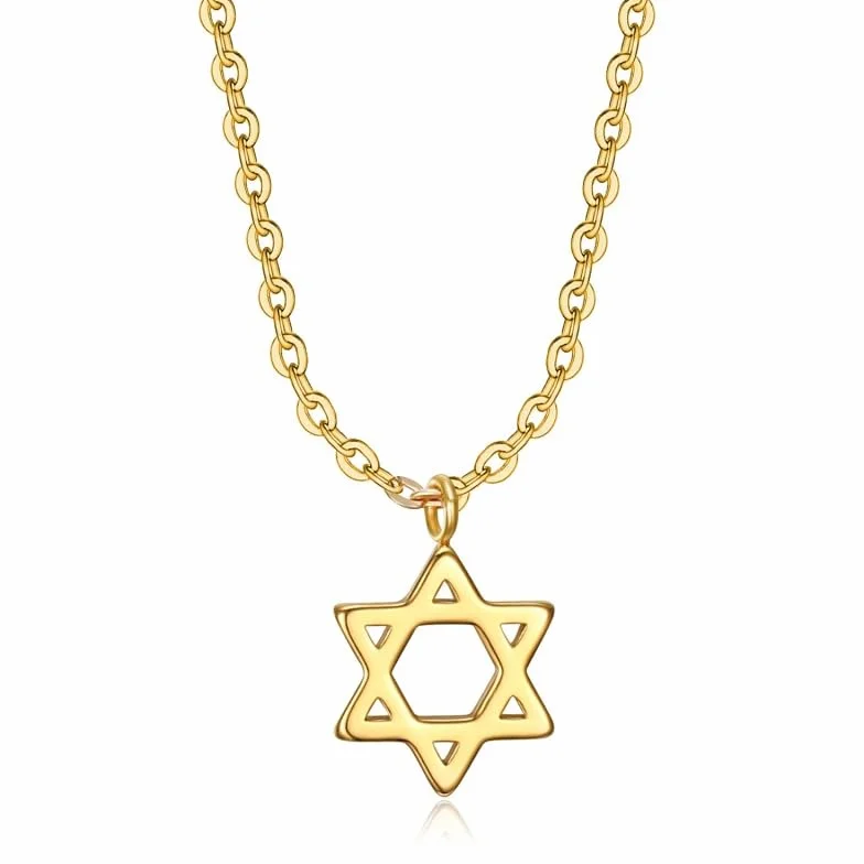 BOBIJOO JEWELRY - Petit Pendentif Etoile de David Femme Enfant Fille 9 mm Or Argent Rose + Chaîne, Stal nierdzewna, Bez kamieni szlachetnych