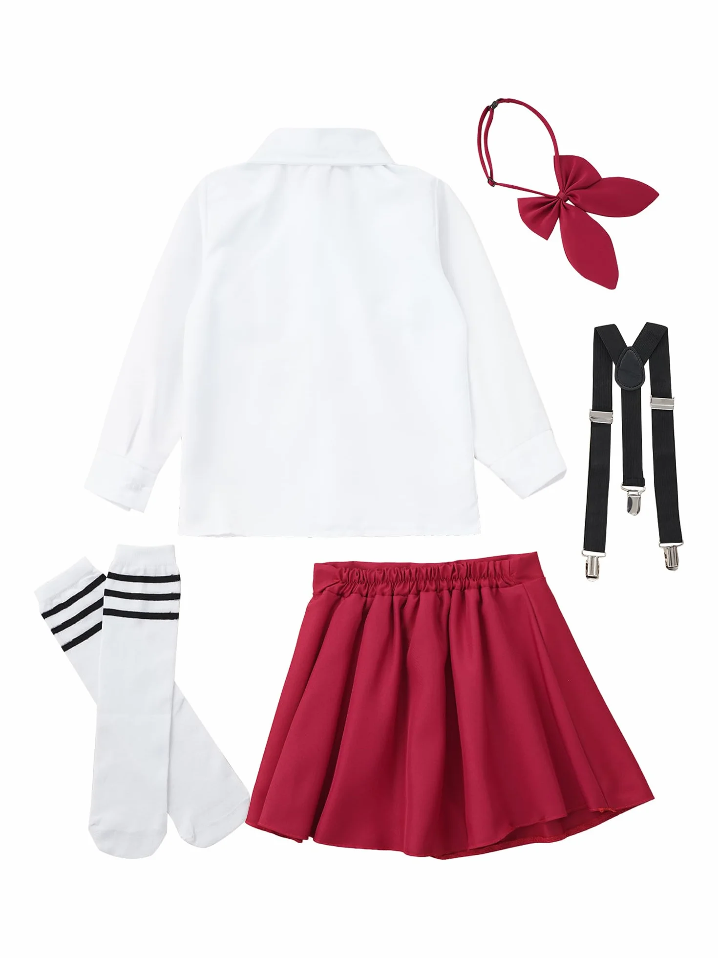 iiniim Dziewczęcy mundurek szkolny japoński anime mundur z krótkim rękawem T-shirt + mini spódniczka + skarpetki, kostium uczennicy, chór, do szkoły, na poka