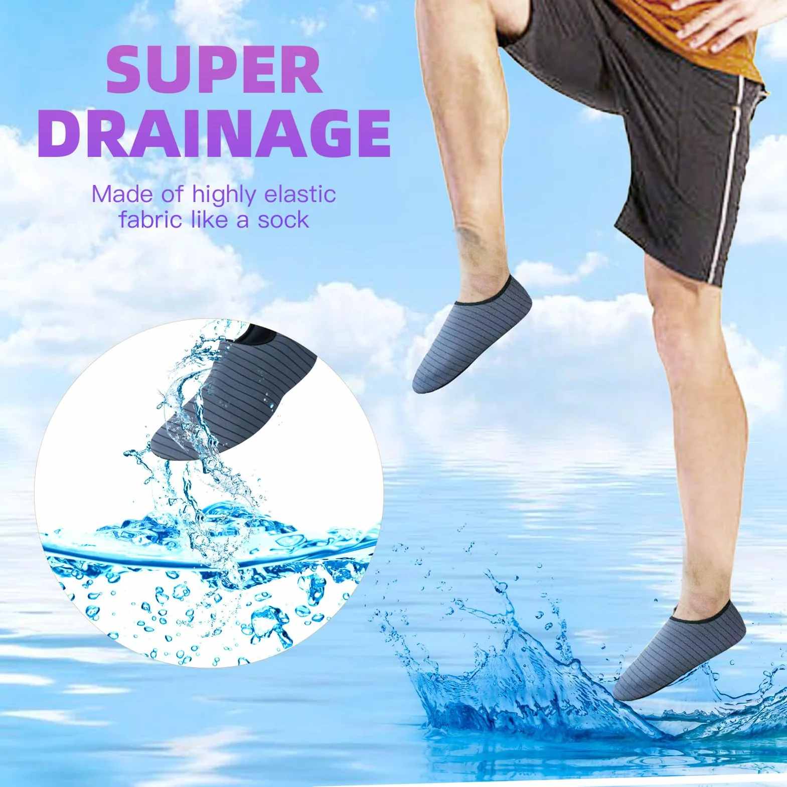 COONE Buty do wody dla mężczyzn i kobiet, bose stopy, suche skarpetki do wody, basen, plaża rzeczna, surfing na świeżym powietrzu, praktyka jogi
