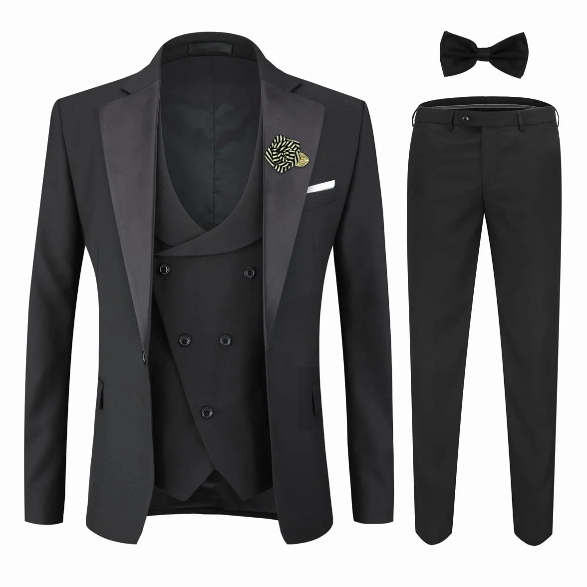 Sliktaa Męski 3-częściowy garnitur jeden guzik slim fit formalny ślub kolacja garnitur marynarka kamizelka i spodnie wielokolorowe