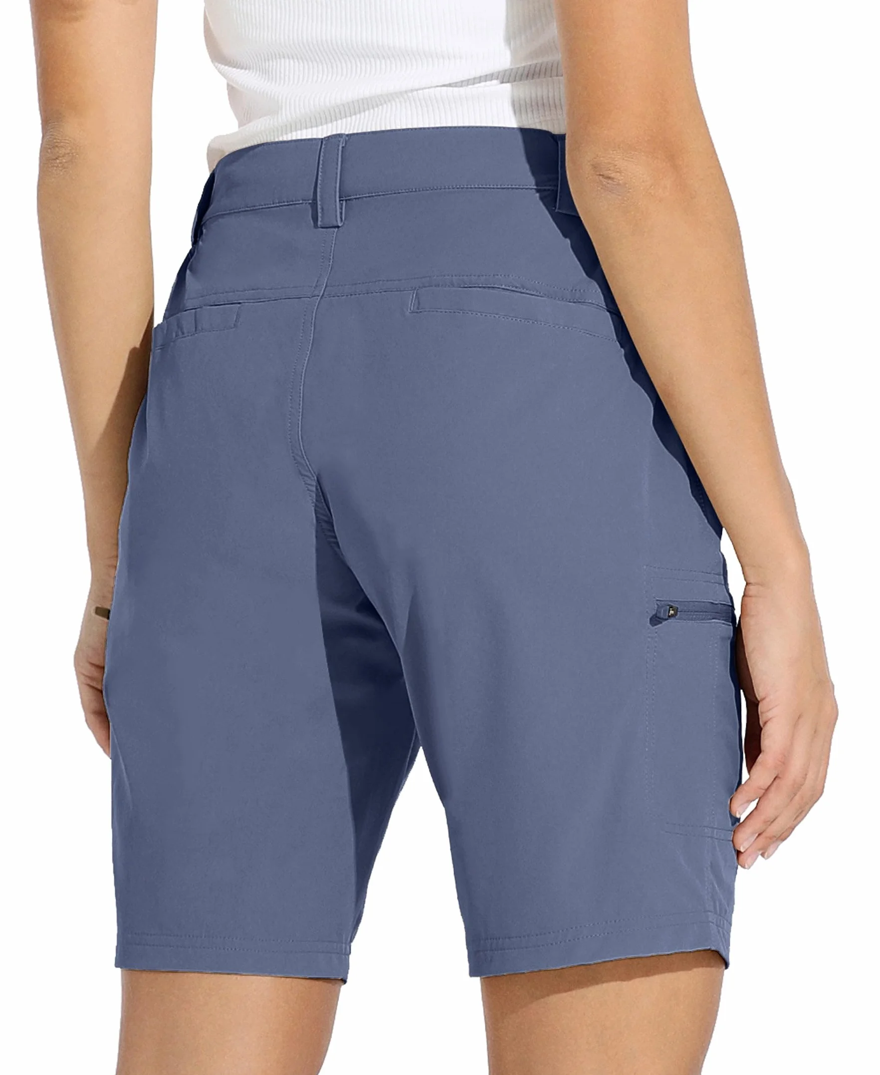 WILLIT Damskie spodenki cargo 10" ze stretchu, do golfa, aktywne, długie szorty, szybkoschnące, do wędrówek, aktywności na świeżym powietrzu, lekkie spodenki na lato