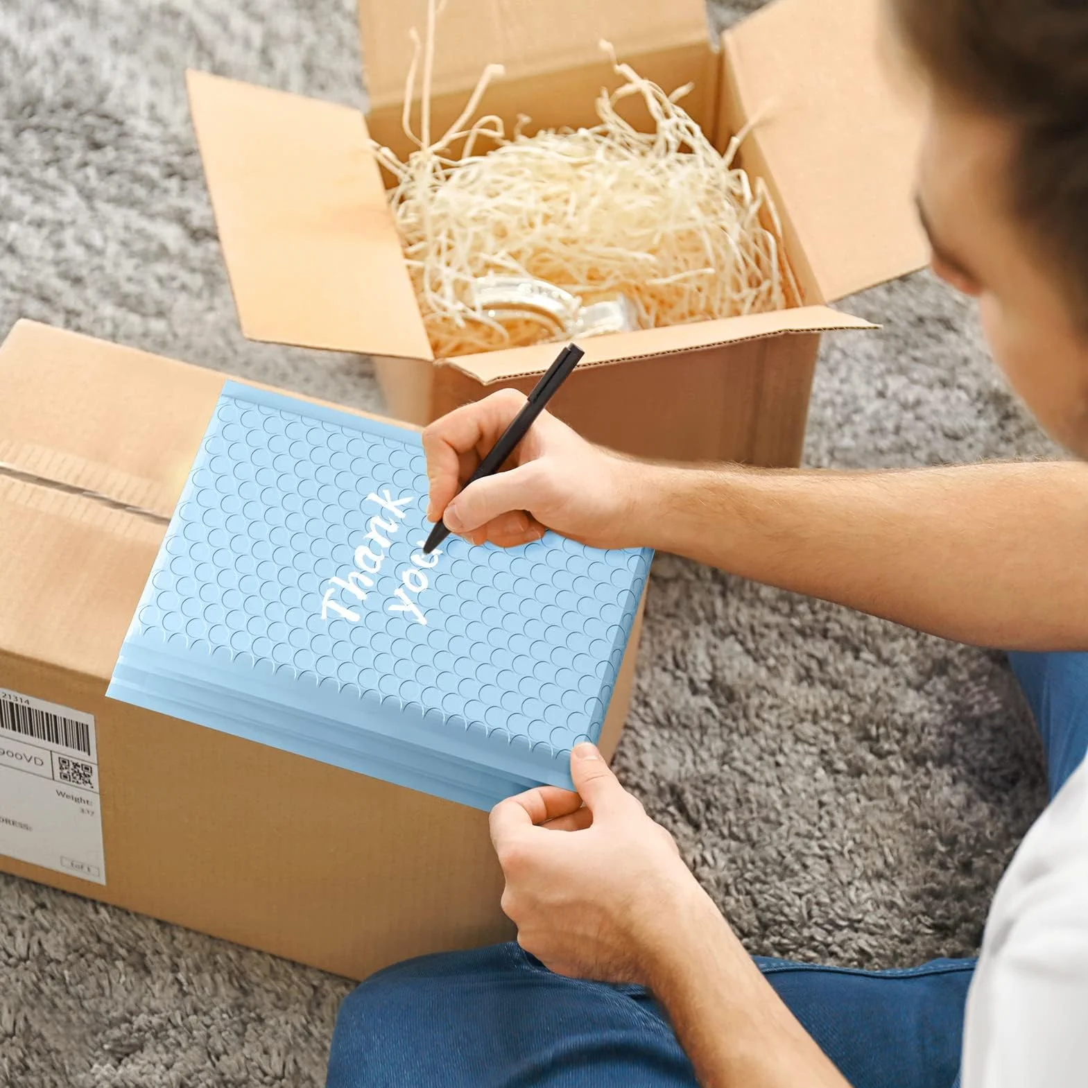 Bubble Mailers, 15,3 x 22,9 cm, 50 sztuk, jasnoniebieskie