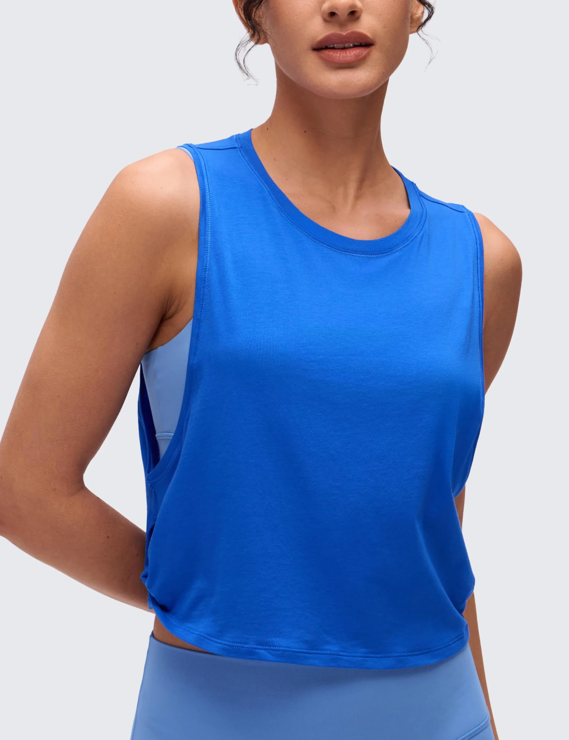 CRZ YOGA Damska Koszulka Sportowa Pima Cotton Workout Tank Crop Bez Rękawów Yoga Running Tops