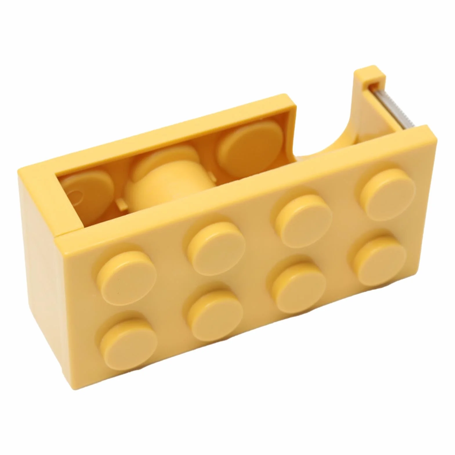 Generic Uchwyt na taśmę biurkową, Wygodny, łatwy do Cięcia, Stylowy Dozownik Taśmy na Biurko w Kształcie Klocków, Trwały do ​​szkoły (YELLOW)