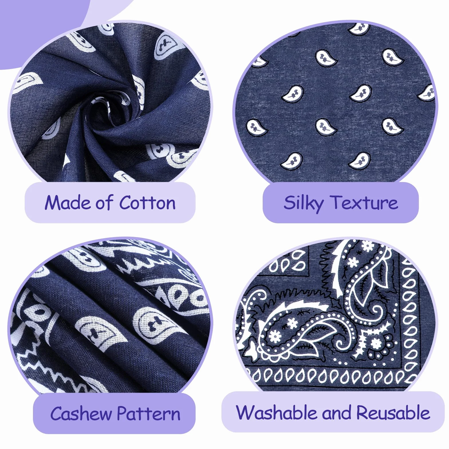 CIATBYYJ 4 sztuki bandana chusta na głowę dla kobiet i mężczyzn, wielofunkcyjna bandana chusta na głowę, chusty damskie na lato, 100% bawełna chustka na szyję do noszenia na głowie, szyi, ręce