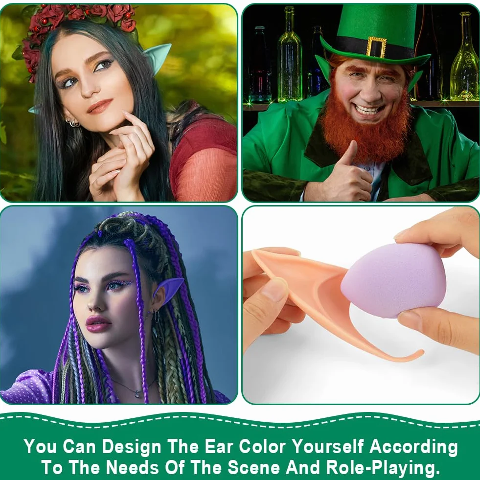 Aomig 2/3 pary damskie uszy elf, uszy elfa, lateks wróżka lateksowe uszy na cosplay uszy elf Halloween Boże Narodzenie każda impreza tematyczna