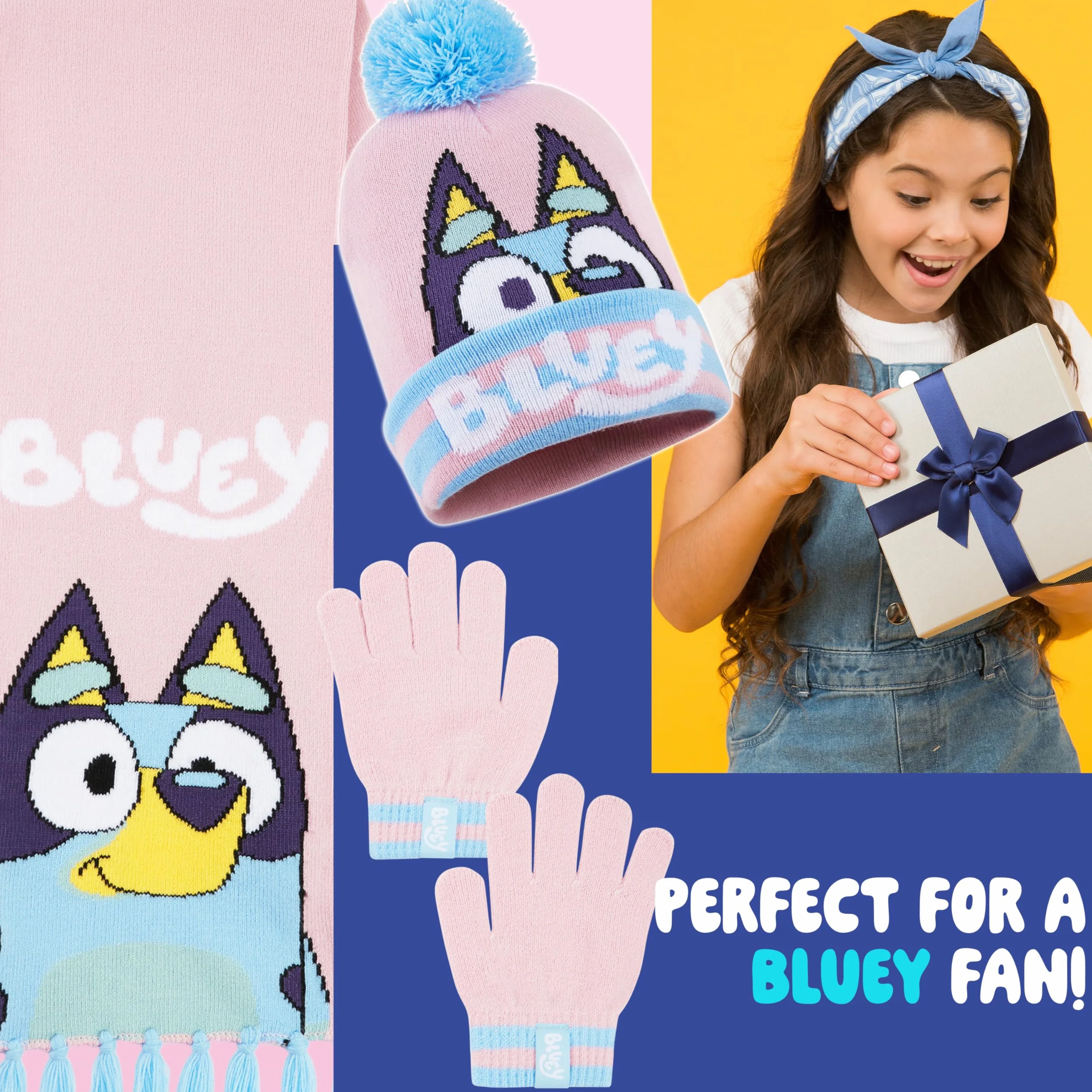 BlueY Dziewczęca czapka zimowa, szalik i rękawiczki - prezent dla dzieci