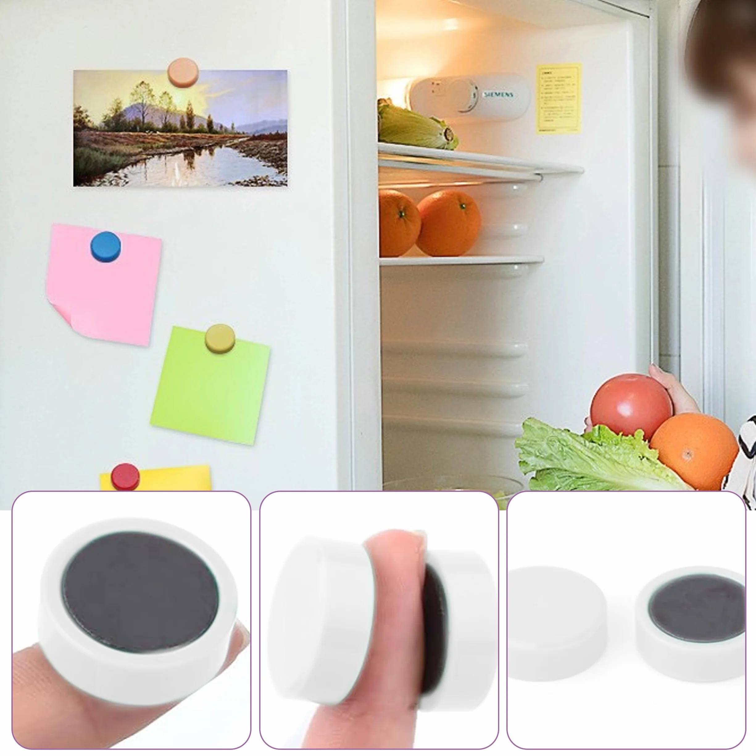 Magnesy na lodówkę, 50 sztuk magnesów na tablicę magnetyczną, silne magnesy, kolorowe, mini magnesy, na lodówkę, do szafki, na ścianę, do biura, szkoły (10 kolorów)