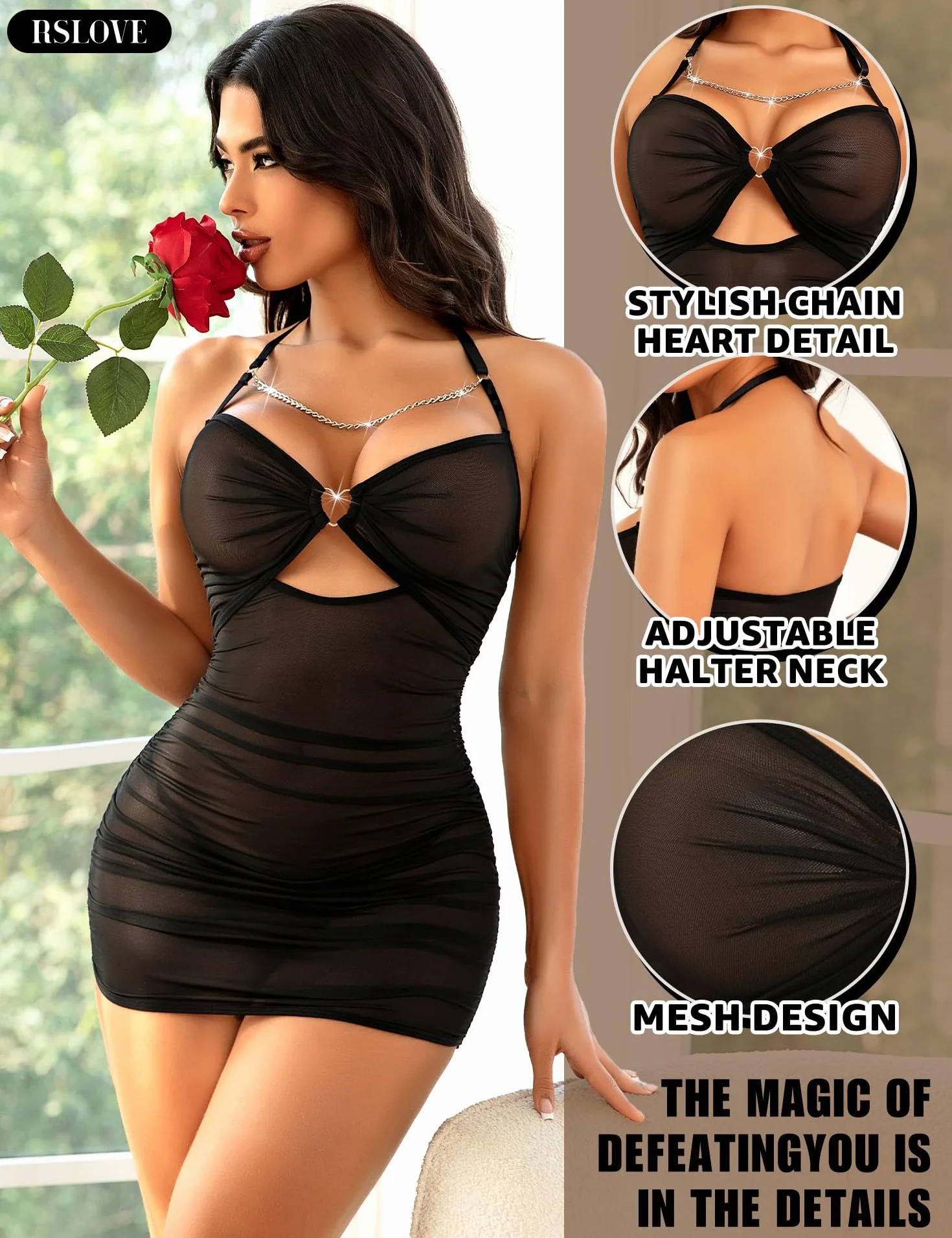 RSLOVE Bielizna Damska Seksowna Negligee - Babydoll Sukienka Przezroczysta Bielizna Stroje Koszula Nocna