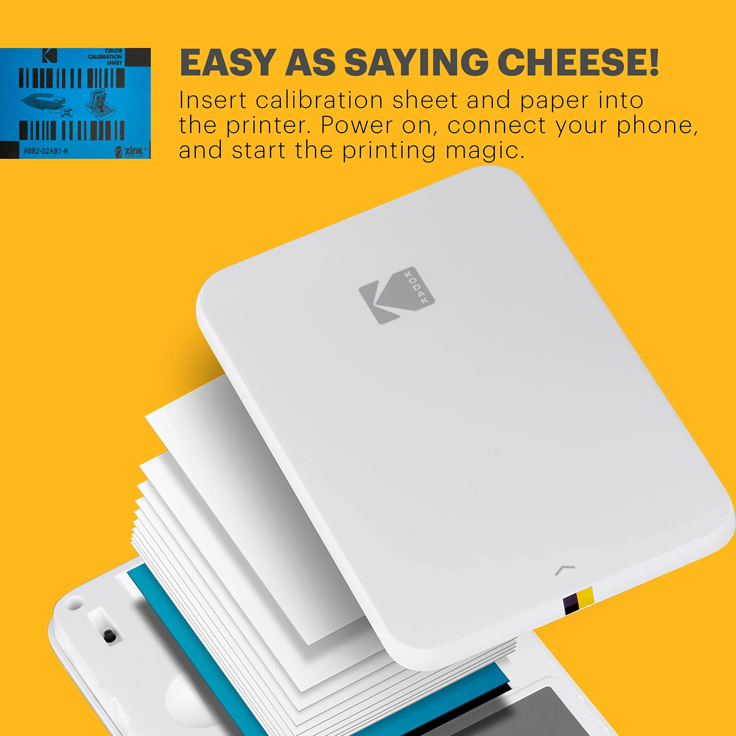 KODAK Papier fotograficzny premium z cynkiem premium 5 x 7,6 cm (100 arkuszy) – kompatybilny z aparatami i drukarkami KODAK (biały)