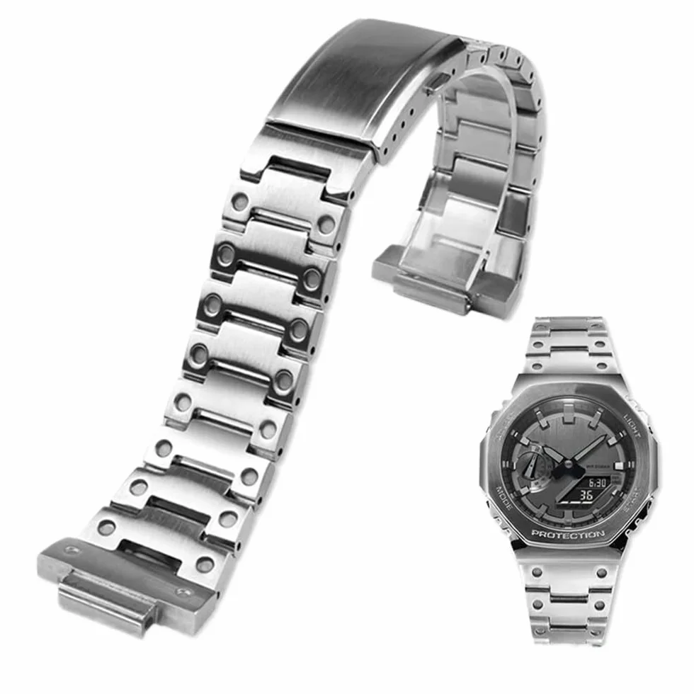 16 mm metalowy pasek do zegarka ze stali nierdzewnej pasujący do Casio G-SHOCK GM2100/GA2100