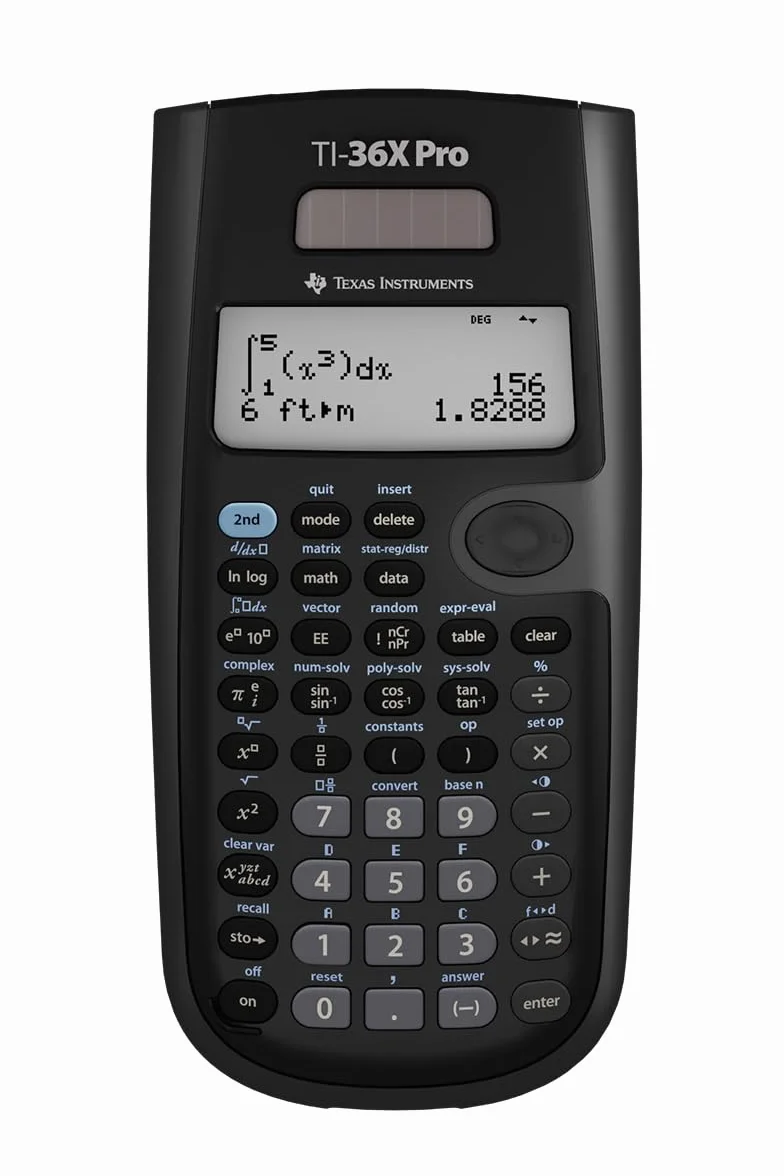 Texas Instruments TI-36X Pro kalkulator szkolny (4-liniowy), tylko z instrukcją i językiem francuskim, 36PRO/TBL/1L1, czarny