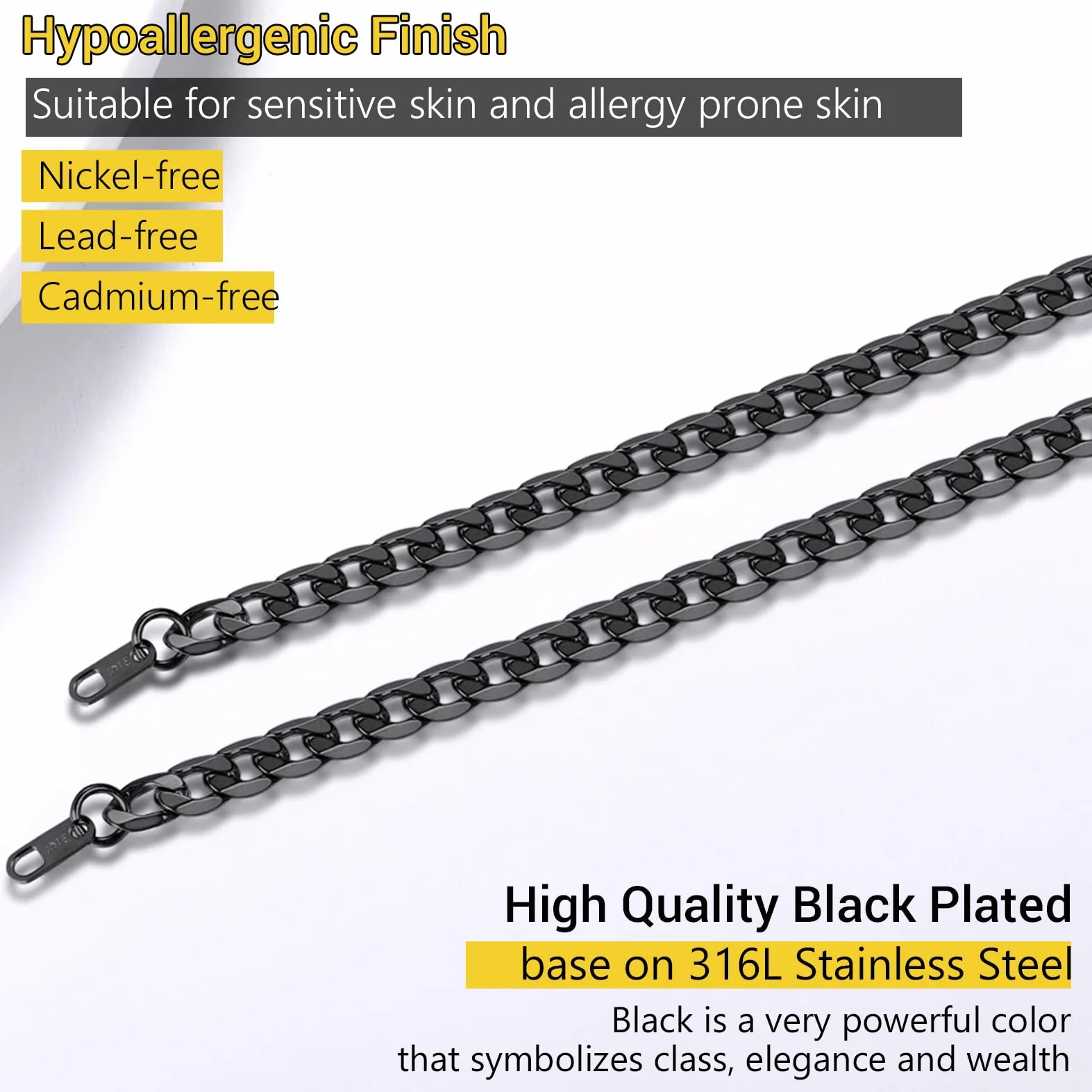PROSTEEL Bransoletka męska, dostępny grawerunek, długość 19/21 cm, pozłacana/stal nierdzewna 316L / czarna (zapakowana w pudełko na prezent) e Stal nierdzewna, colore: C-Czarny, cod. PSH3006H-19