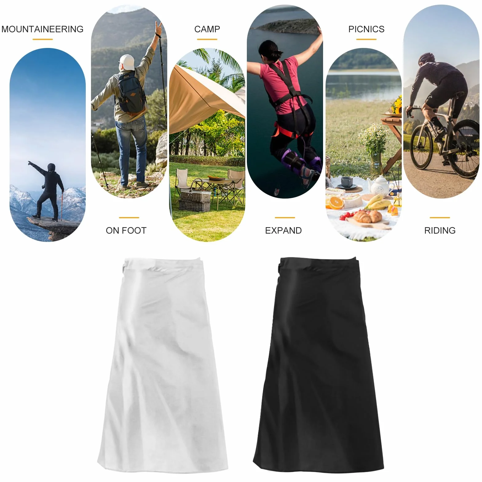 Ultralekka spódnica przeciwdeszczowa, nylonowy kilt przeciwdeszczowy 150D, wodoodporna wkładka przeciwdeszczowa, do jazdy na rowerze, biwakowania, wędrówek, składana spódnica przeciwdeszczowa z