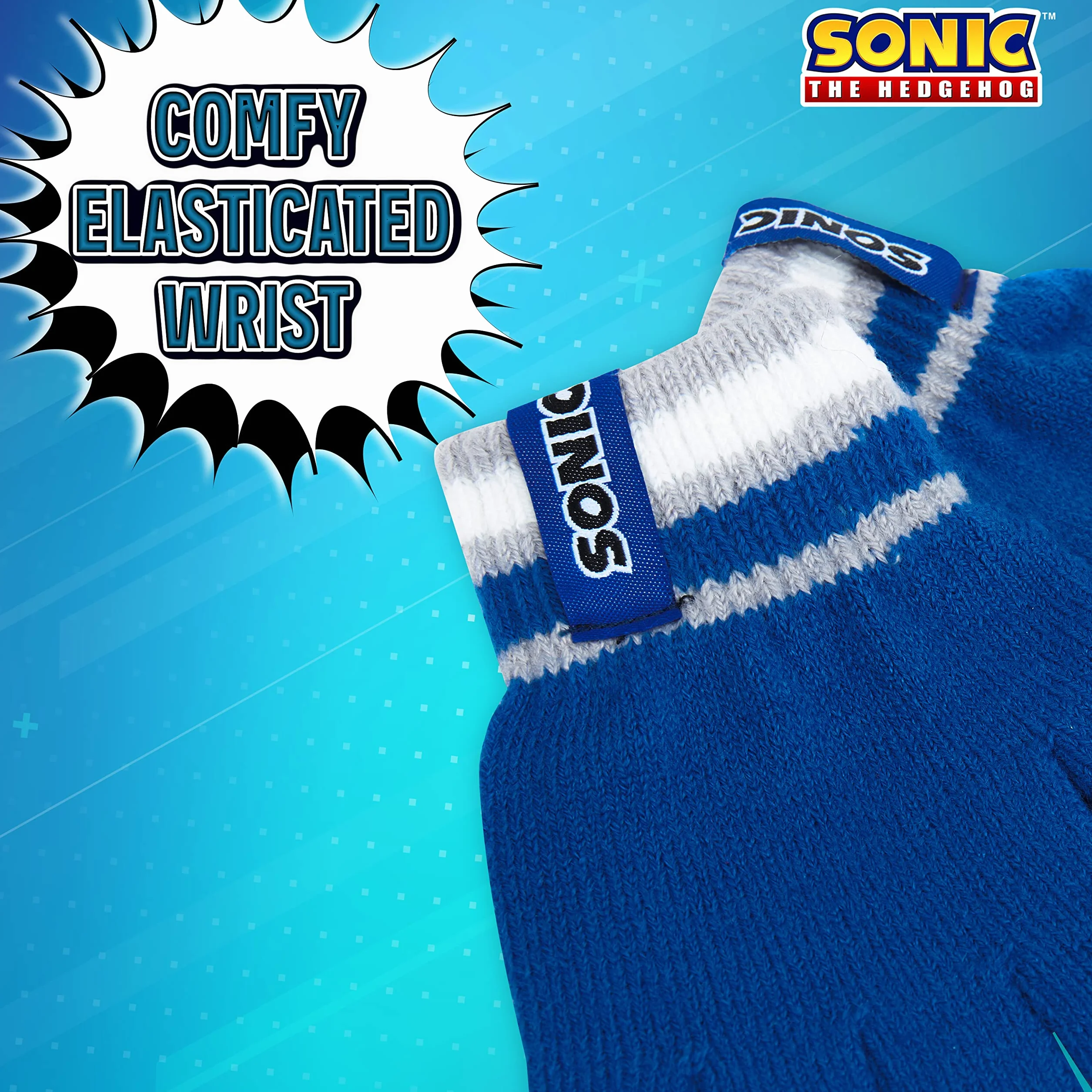 SONIC THE HEDGEHOG Czapka beanie szalik i rękawiczki zestaw dla chłopców