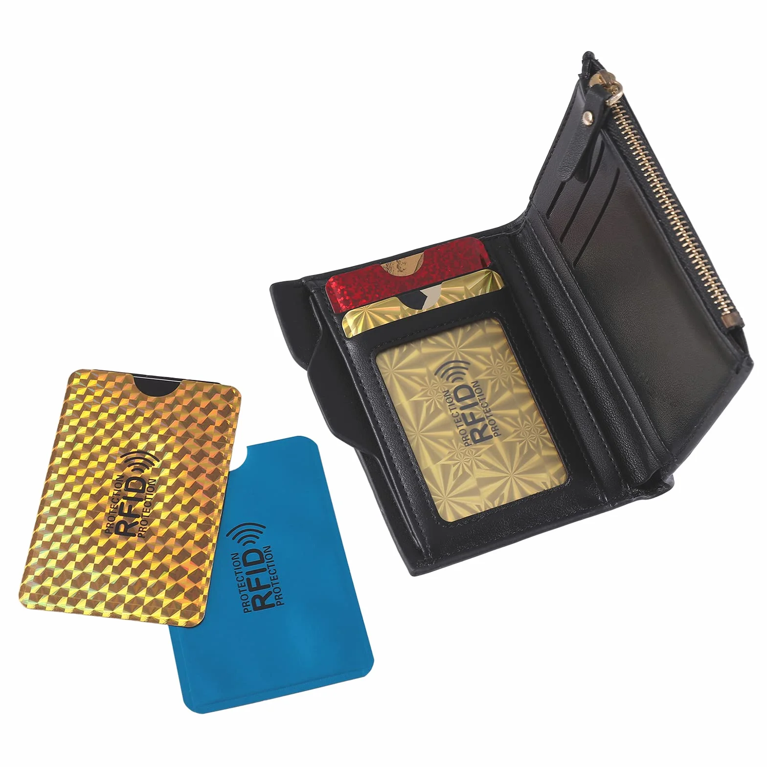 Molain Kolorowe etui na karty RFID, 9 szt. rękawów blokujących RFID, etui na karty kredytowe, zestaw ochraniaczy na dowód osobisty, dla kobiet i mężczyzn