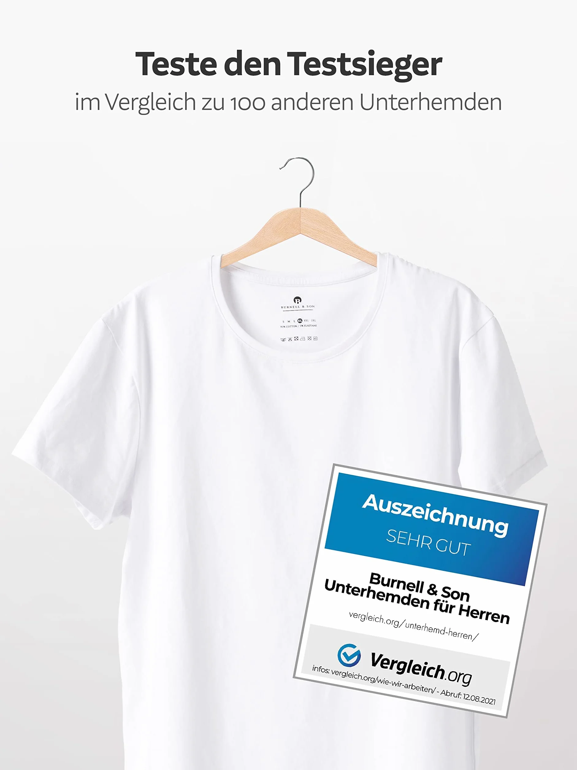 Burnell & Son Biznesowy podkoszulek z krótkim rękawem i dekoltem w serek, dla mężczyzn, z oddychającej bawełny, Slim Fit, 4 i 8 sztuk w opakowaniu